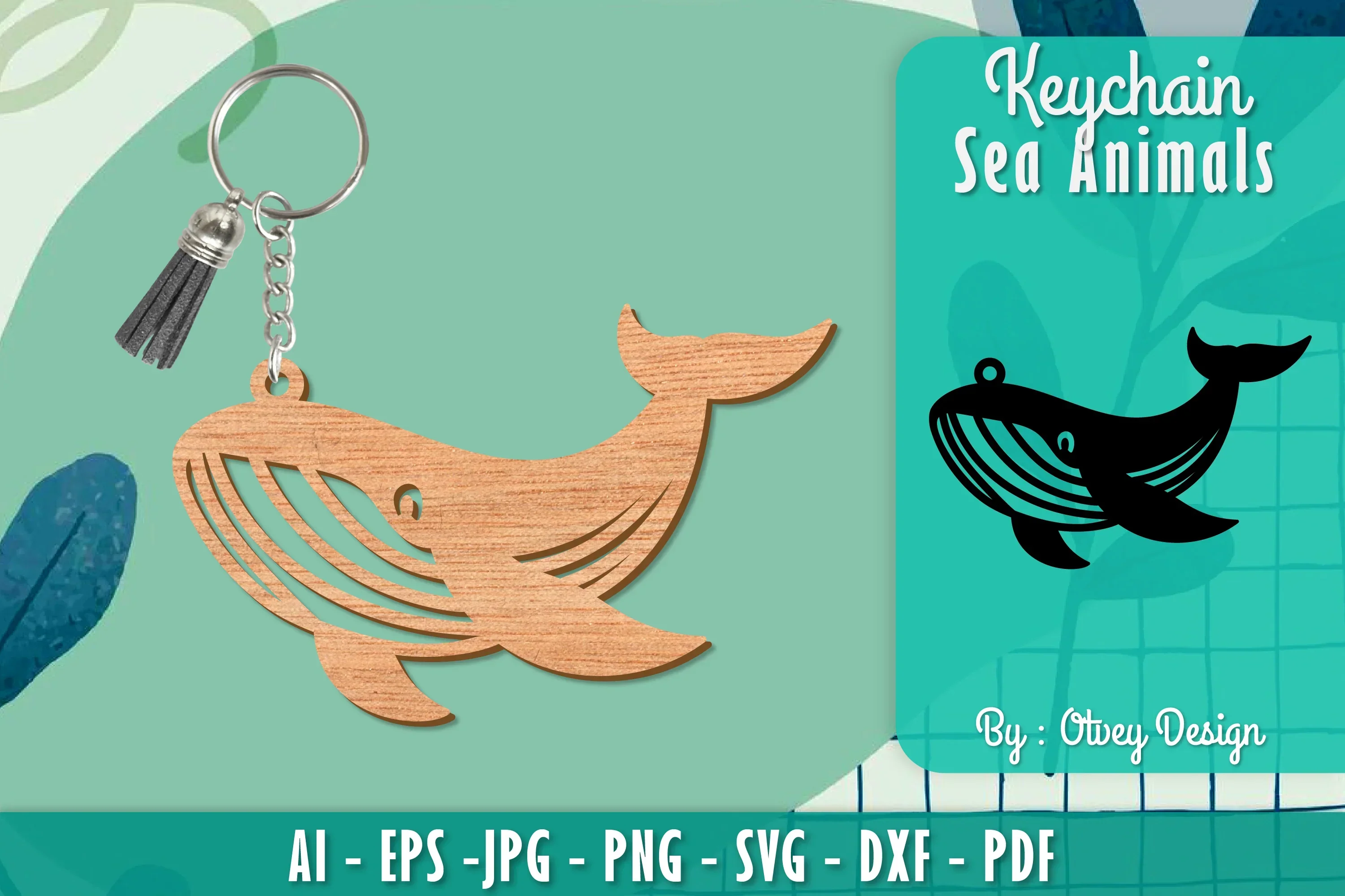 Keychain Sea Animals Lasercut SVG Bundle