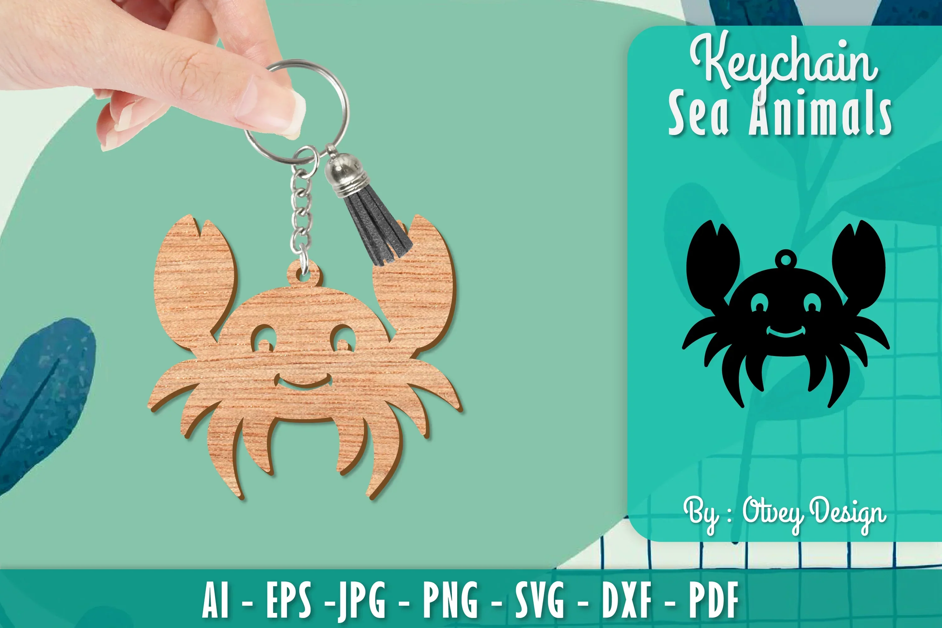 Keychain Sea Animals Lasercut SVG Bundle