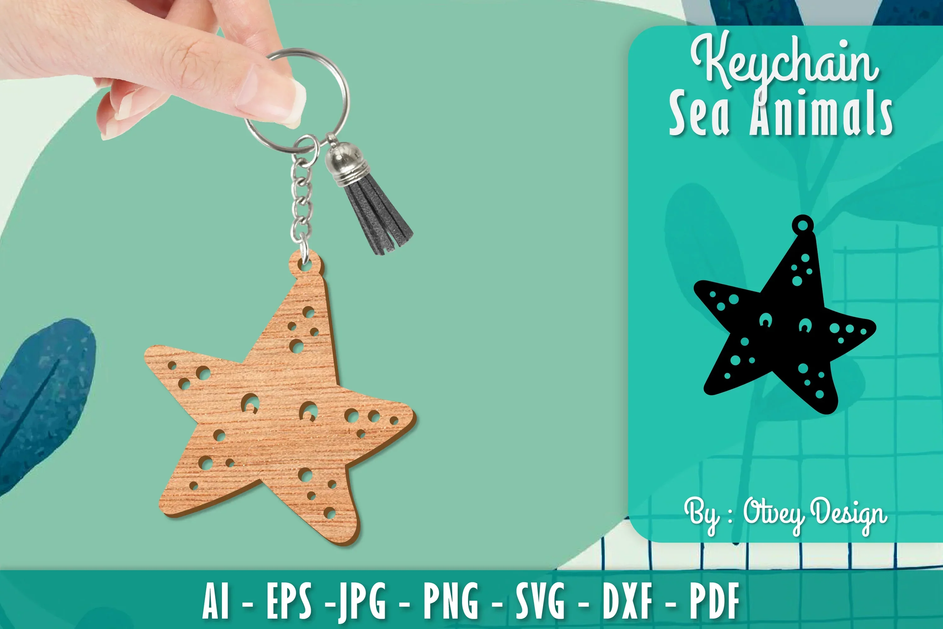 Keychain Sea Animals Lasercut SVG Bundle