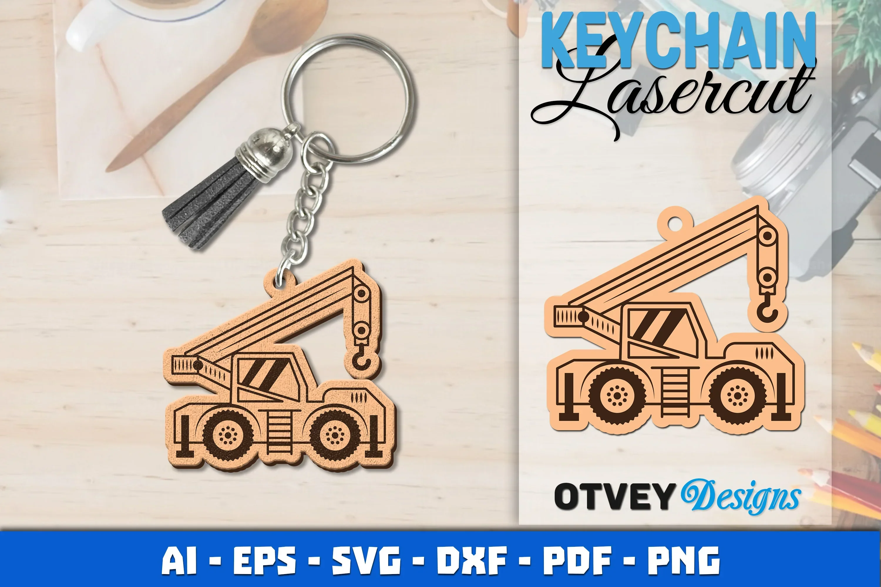 Keychain Tractor Lasercut SVG Bundle
