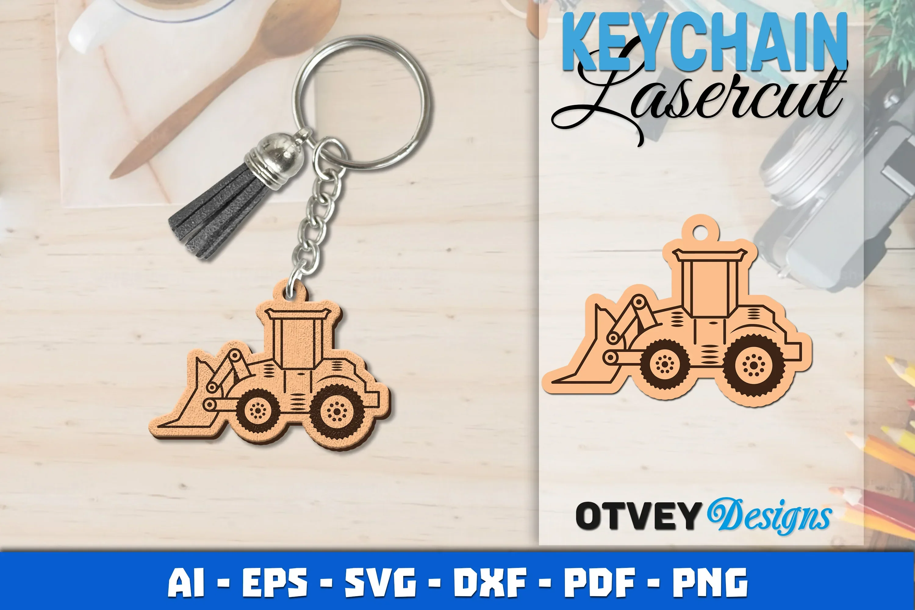 Keychain Tractor Lasercut SVG Bundle