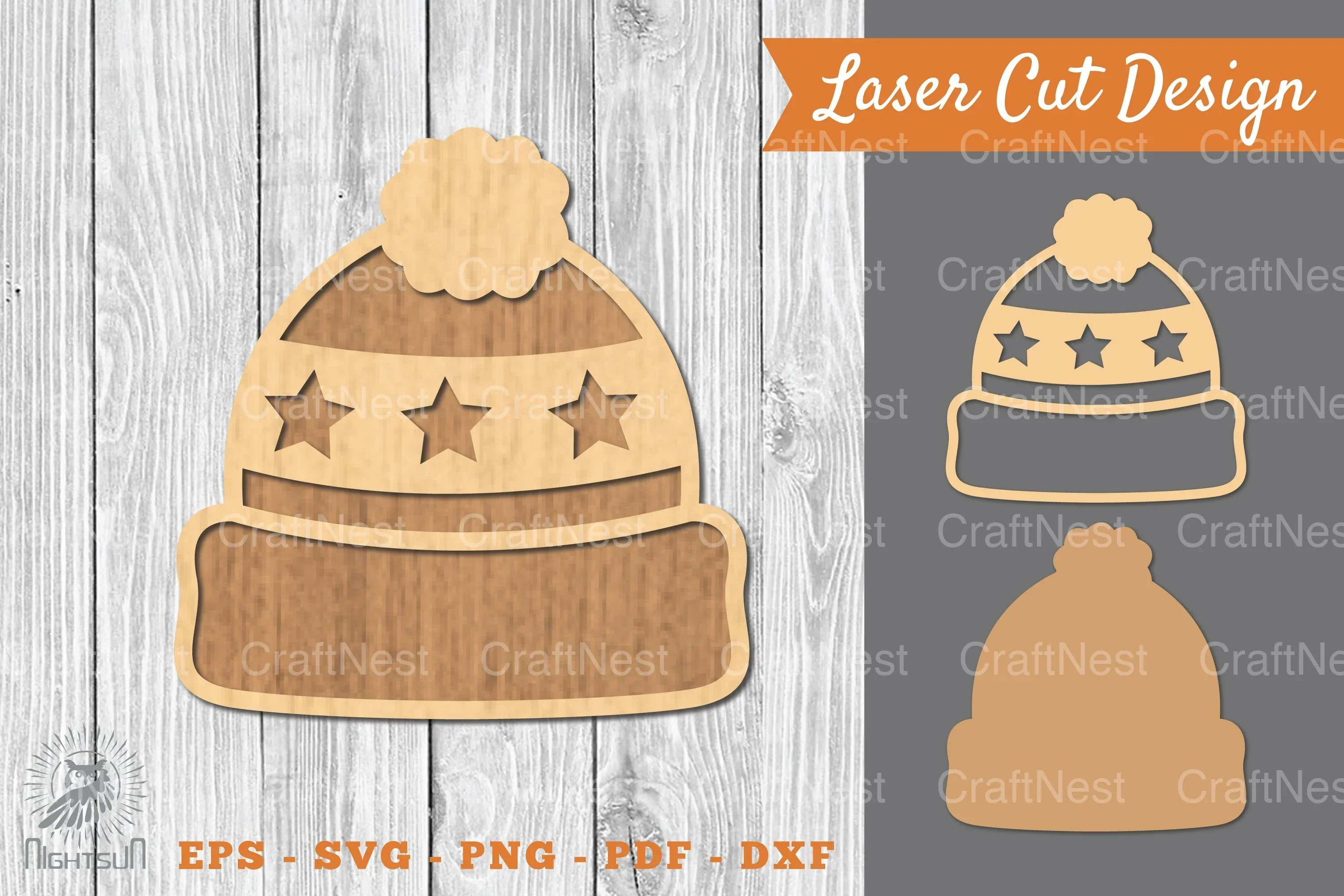 Knitted Hat Laser Cut Decoration Clipart Bundle