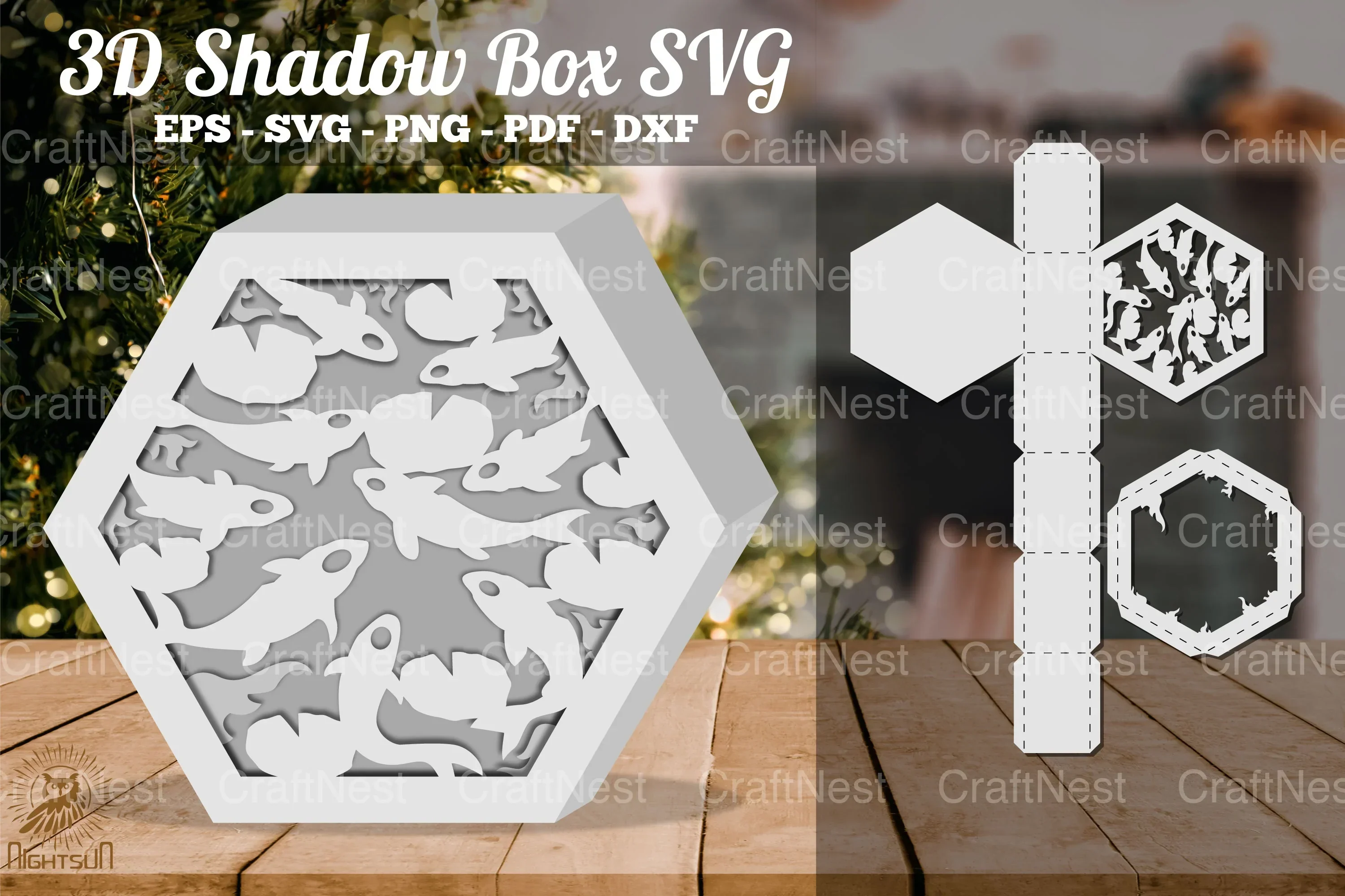 Koi Fish 3D Shadow Box Clipart Bundle
