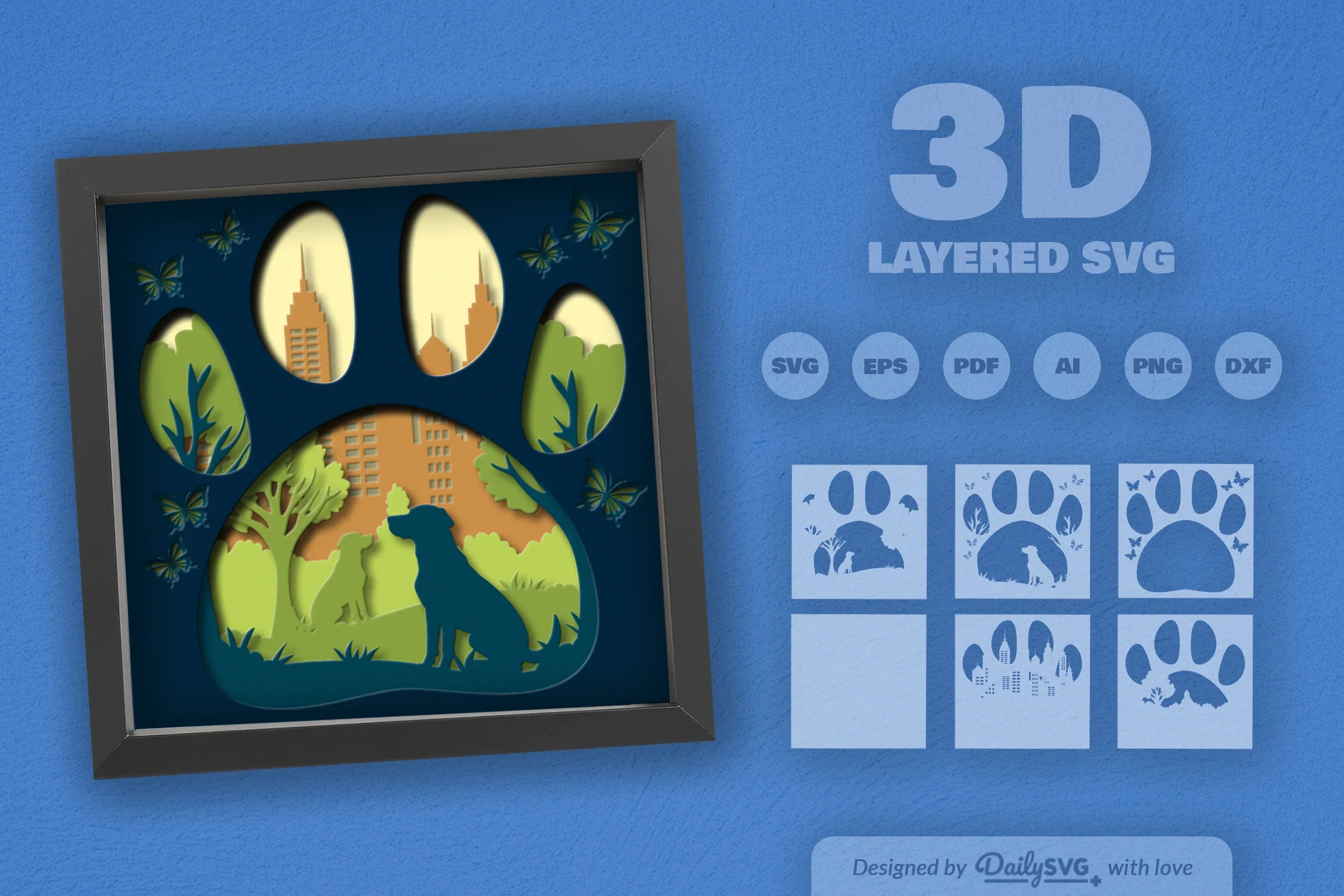 Labrador Dog Park Papercut Clipart SVG Bundle - Image 2