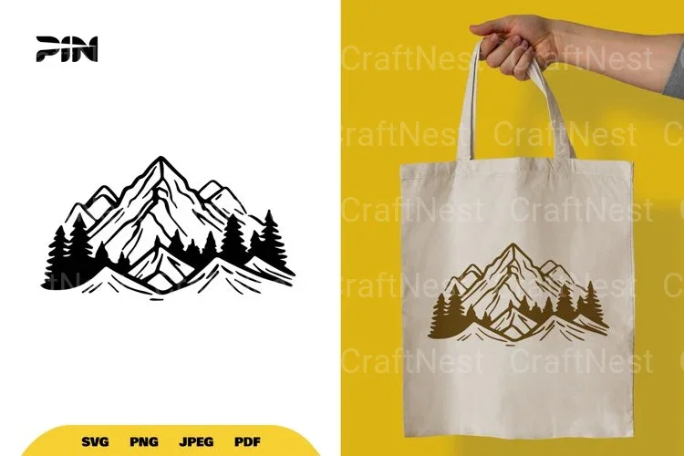 Landscape Mountain Silhouette Clipart Bundle