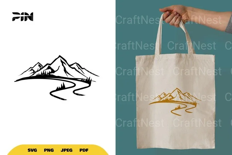 Landscape Mountain Silhouette Clipart Bundle