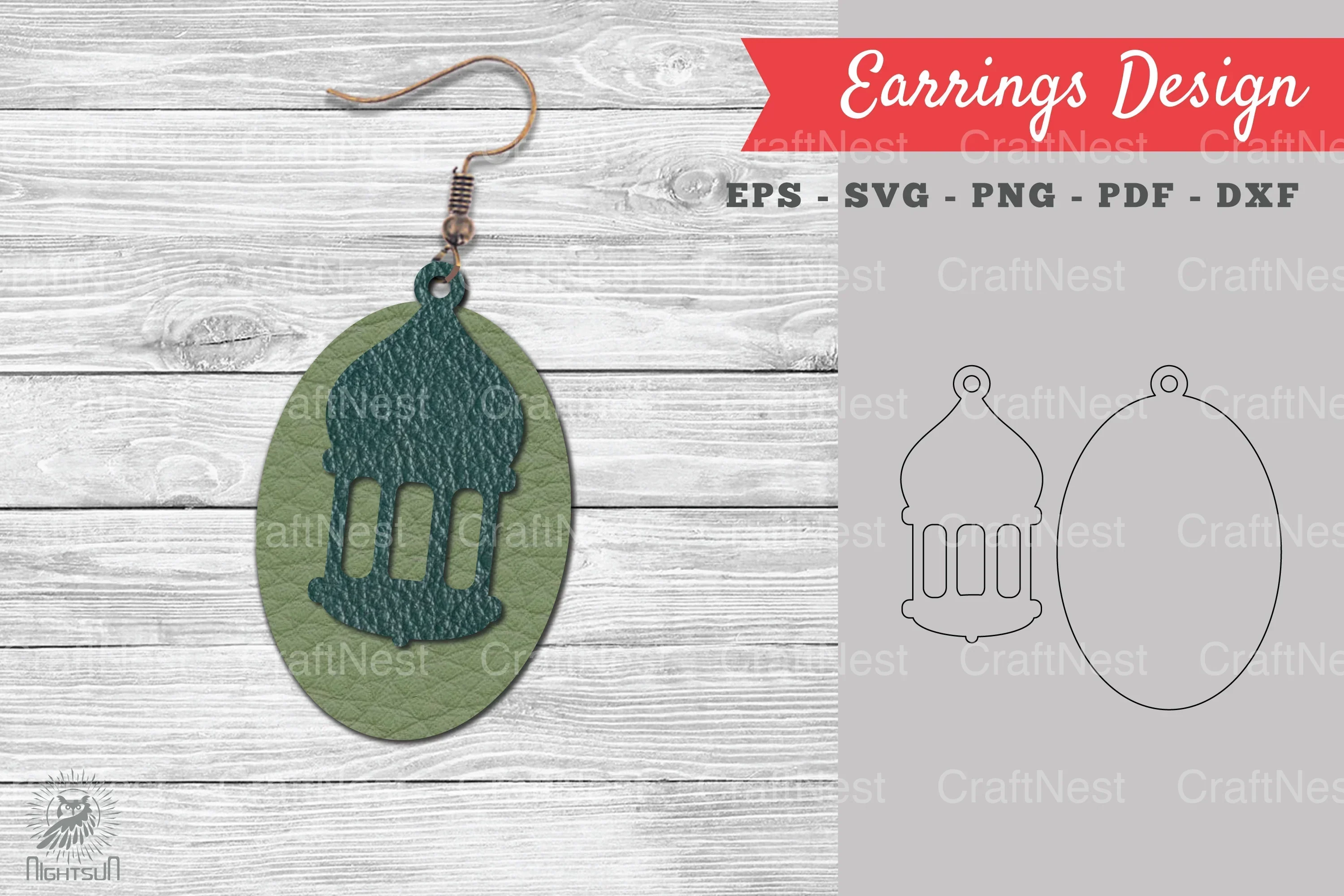 Lantern Leather Earring Design Clipart Bundle