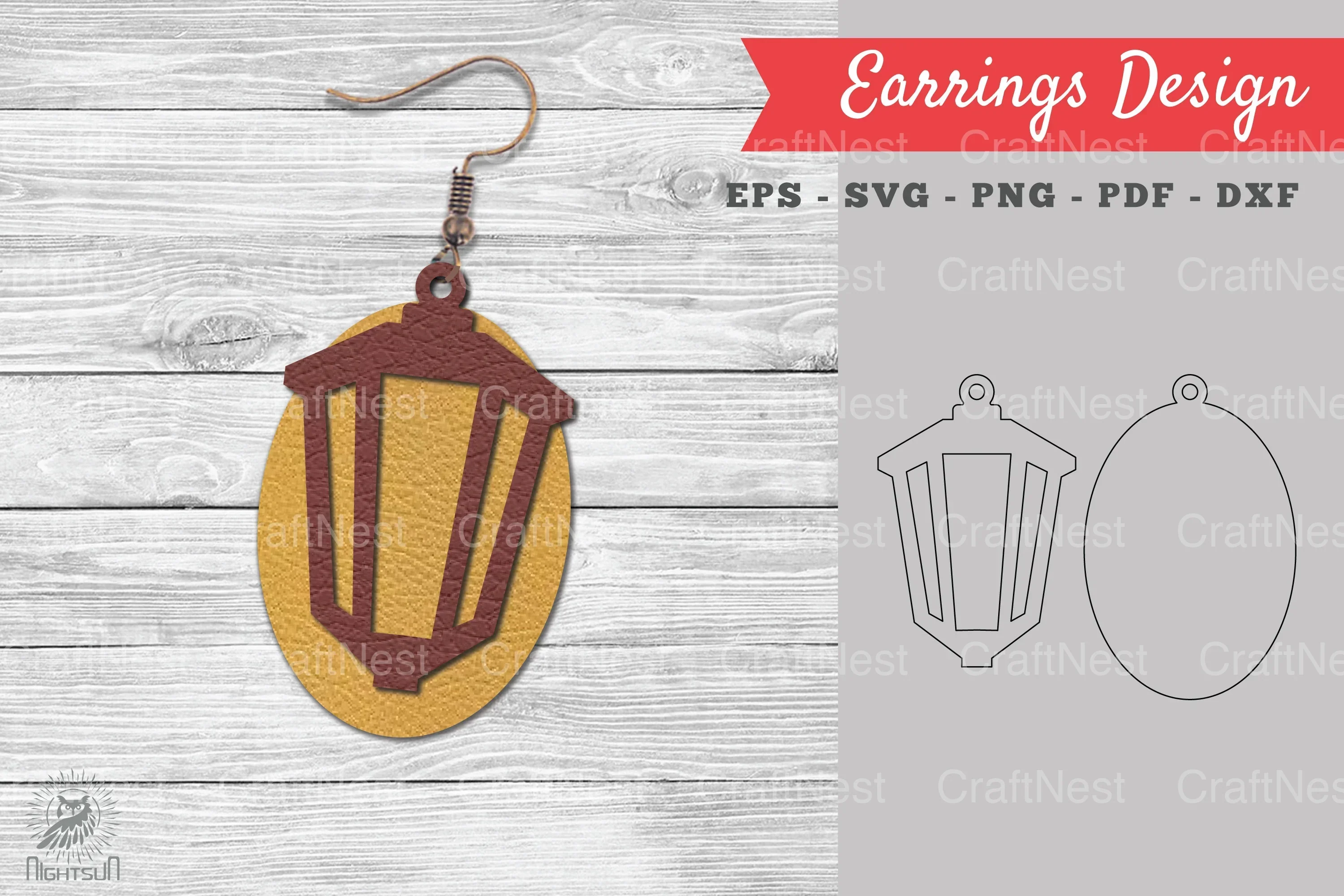 Lantern Leather Earring Design Clipart Bundle