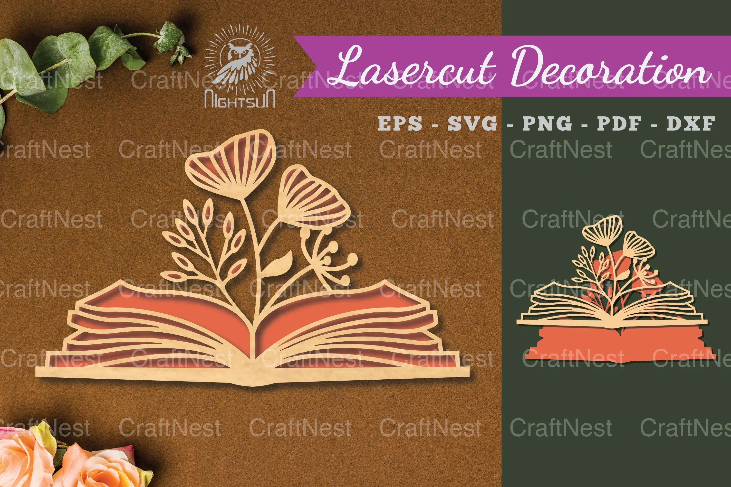 Laser Cut Flower Book Decoration Clipart Bundle