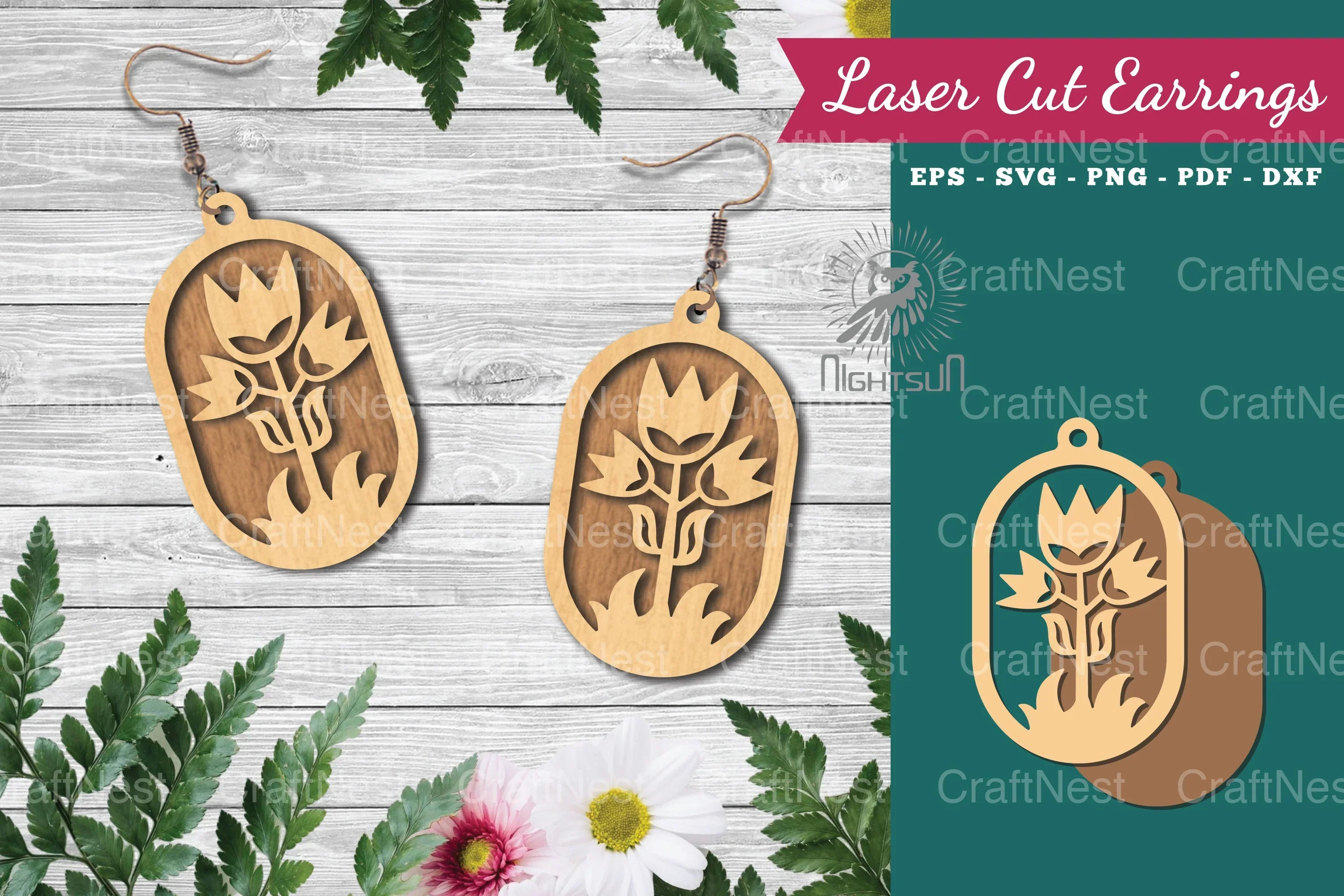 Laser Cut Flower Earrings Design Bundle