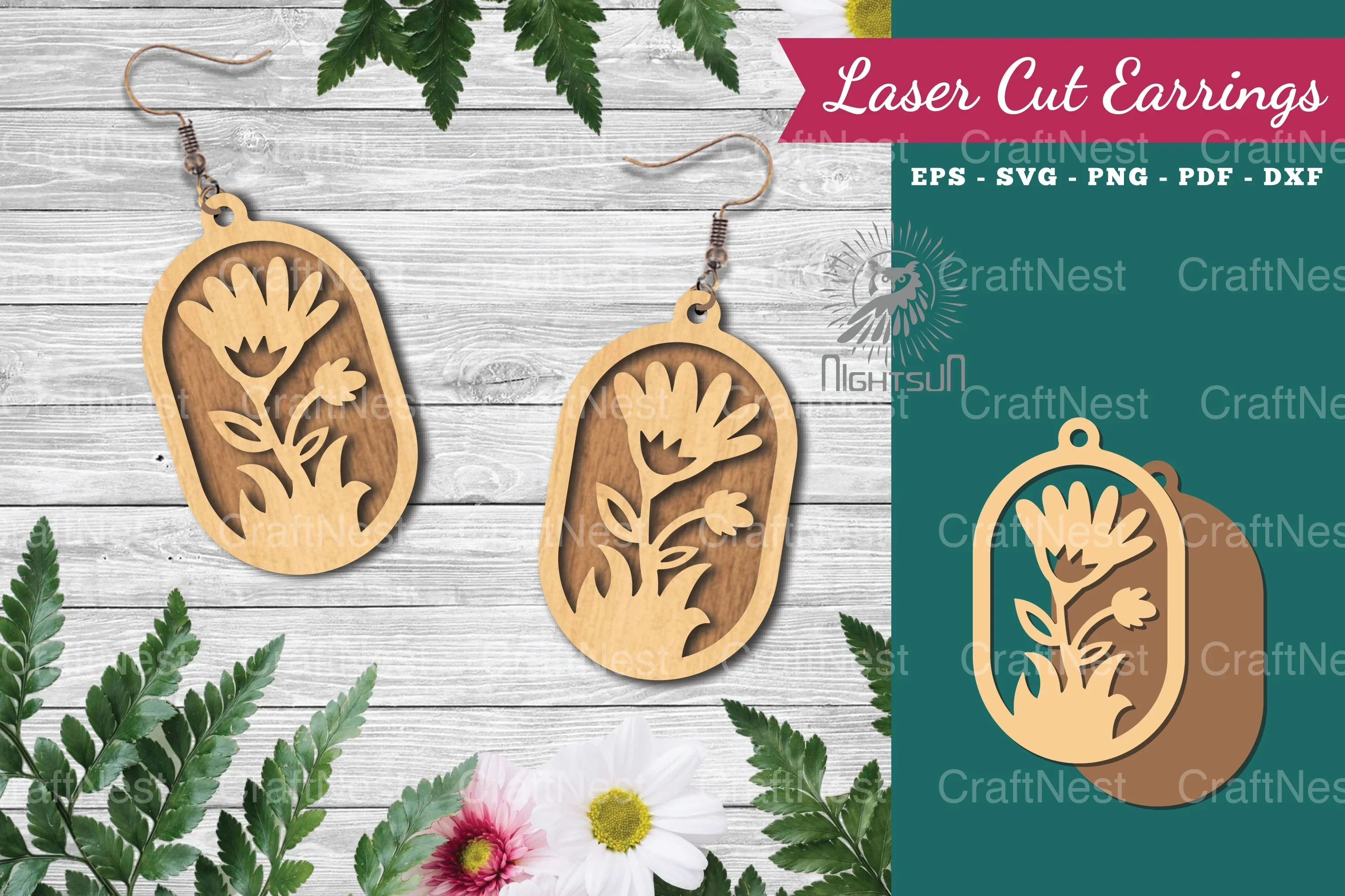 Laser Cut Flower Earrings Design Bundle