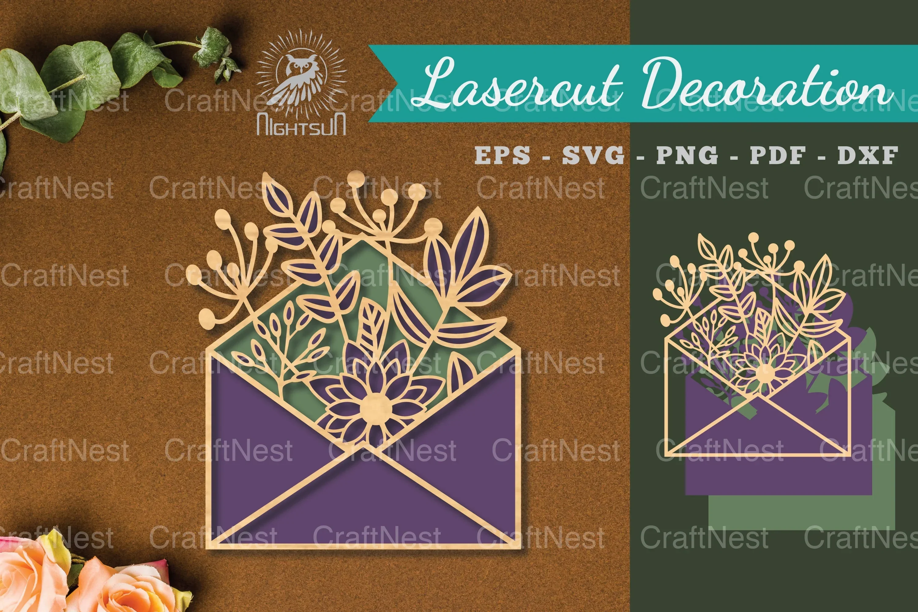 Laser Cut Flower Envelope Decoration Clipart Bundle
