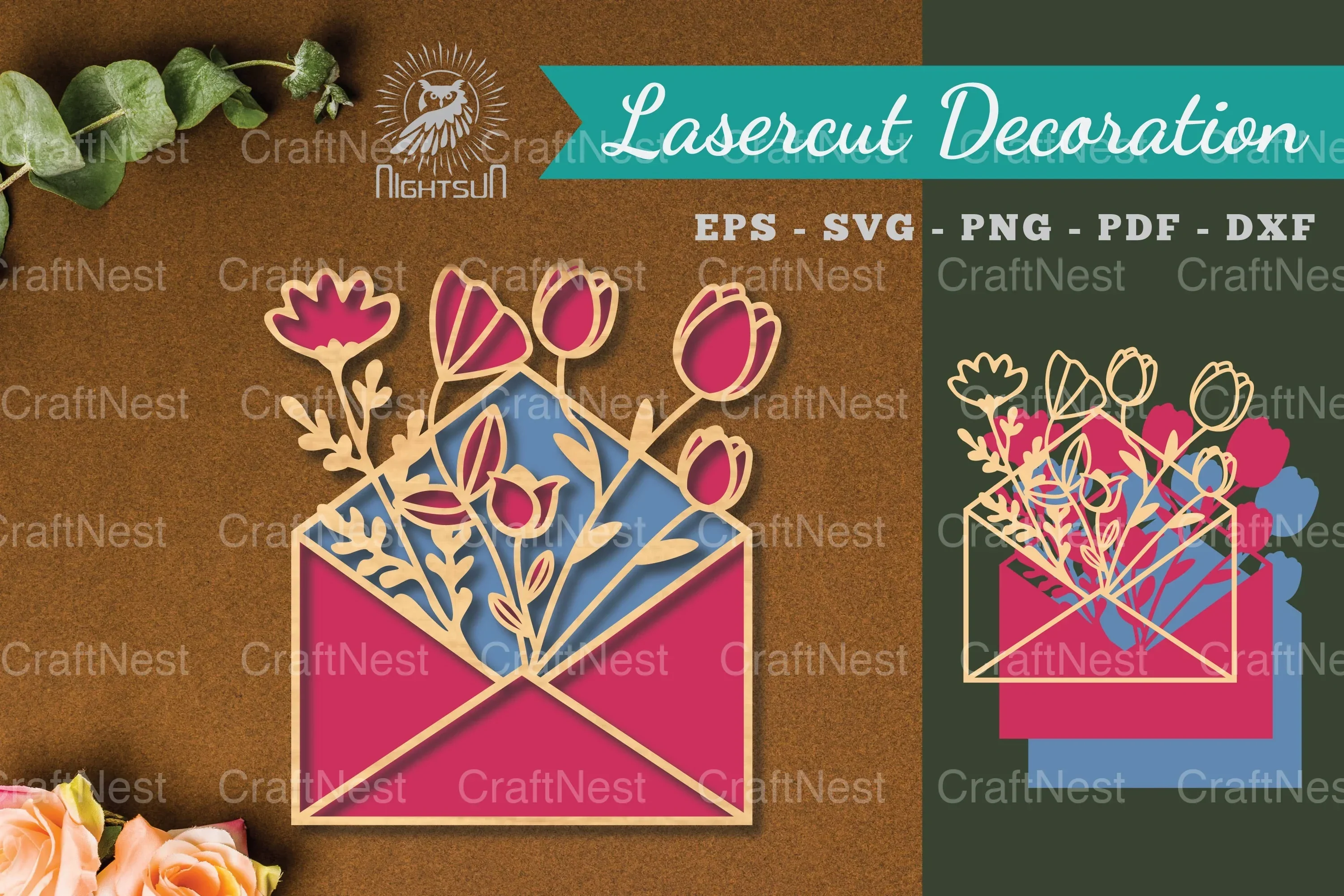 Laser Cut Flower Envelope Decoration Clipart Bundle