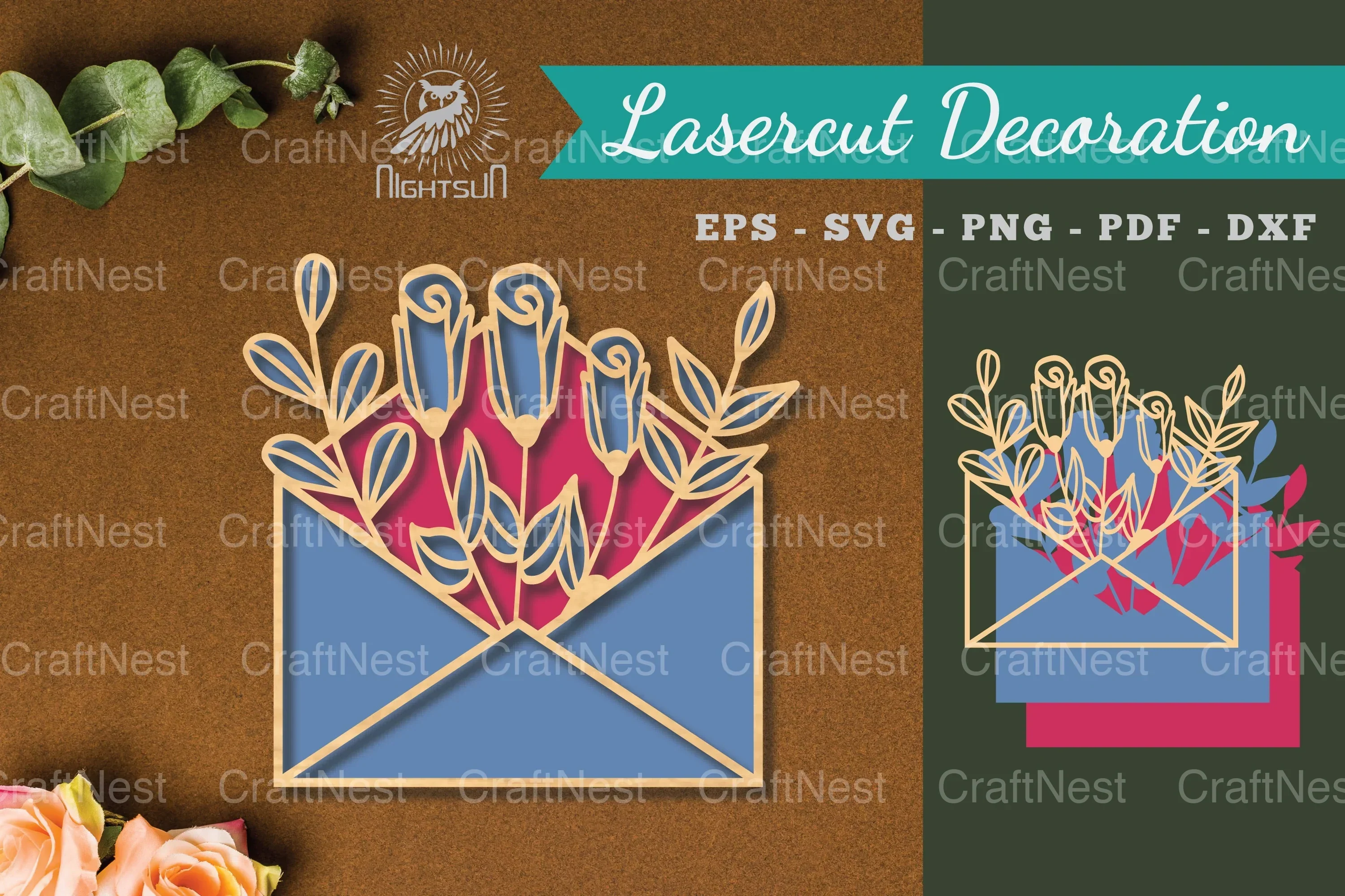 Laser Cut Flower Envelope Decoration Clipart Bundle