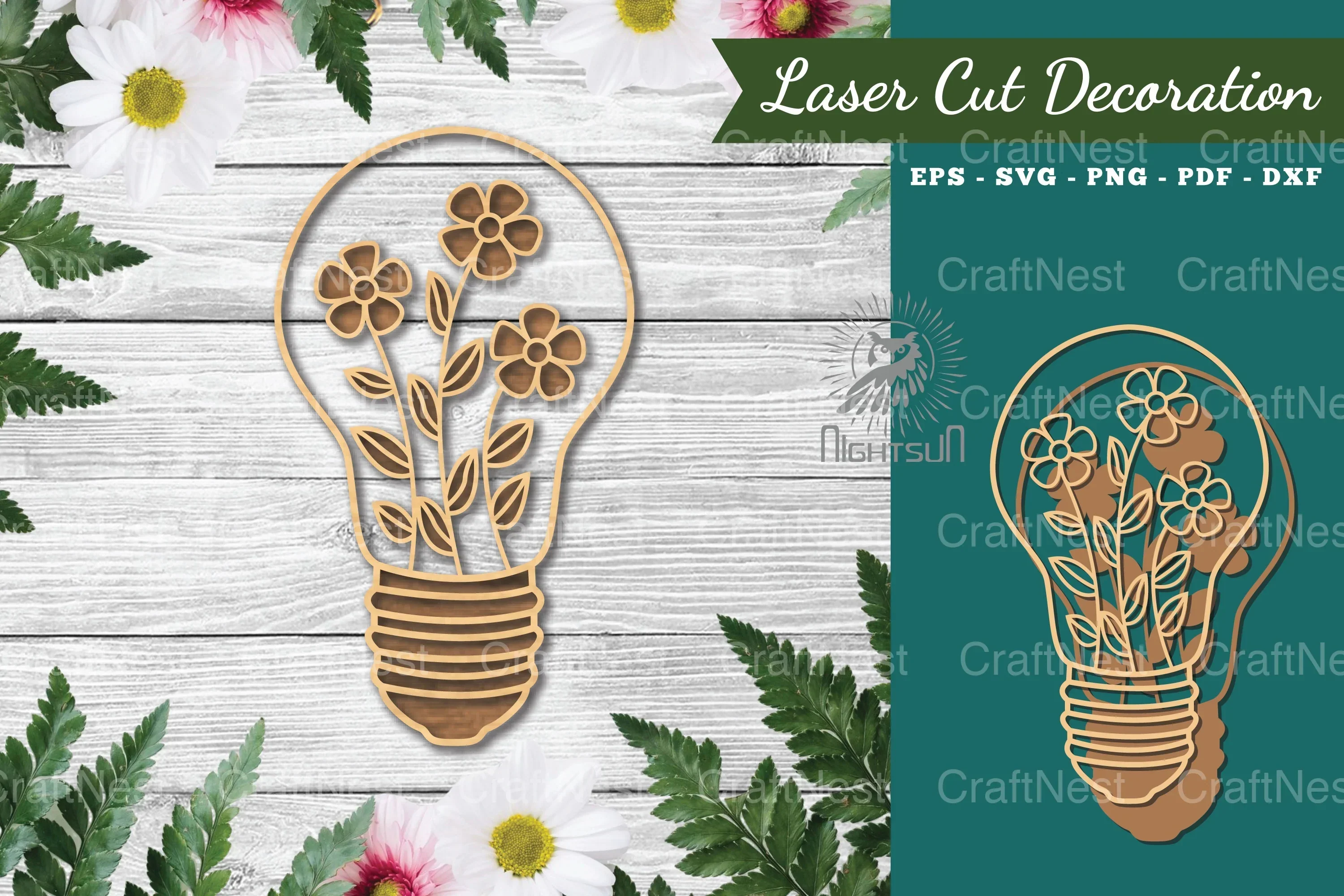 Laser Cut Flower Lamp Decoration Clipart Bundle