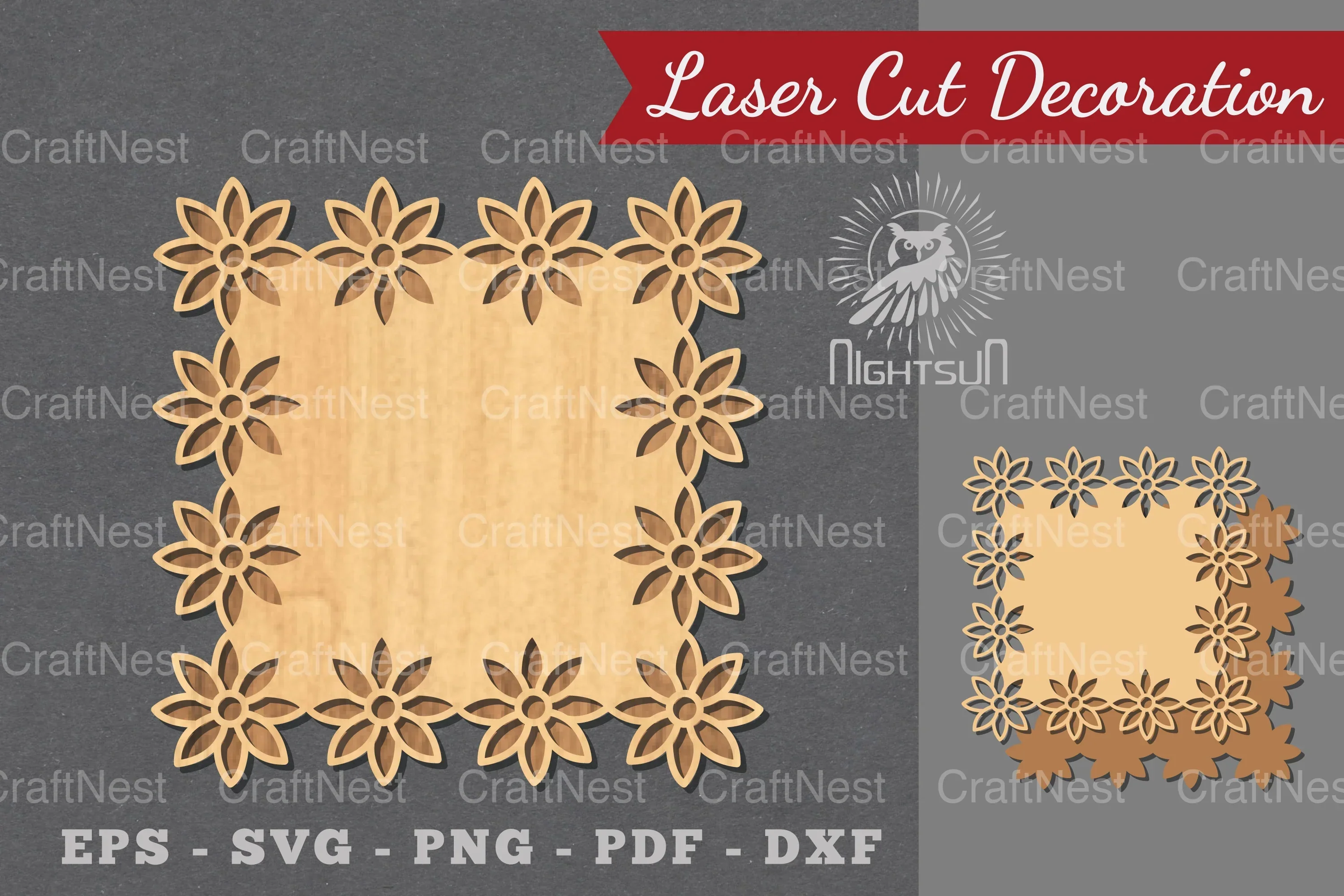 Laser Cut Flower Sign Decoration Clipart Bundle