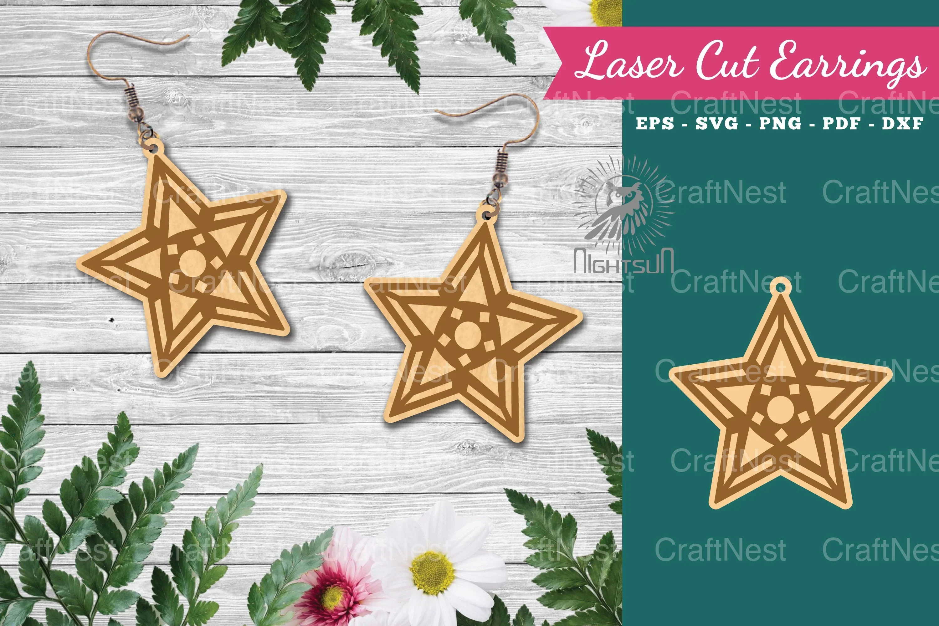 Laser Cut Stars Earrings SVG Bundle