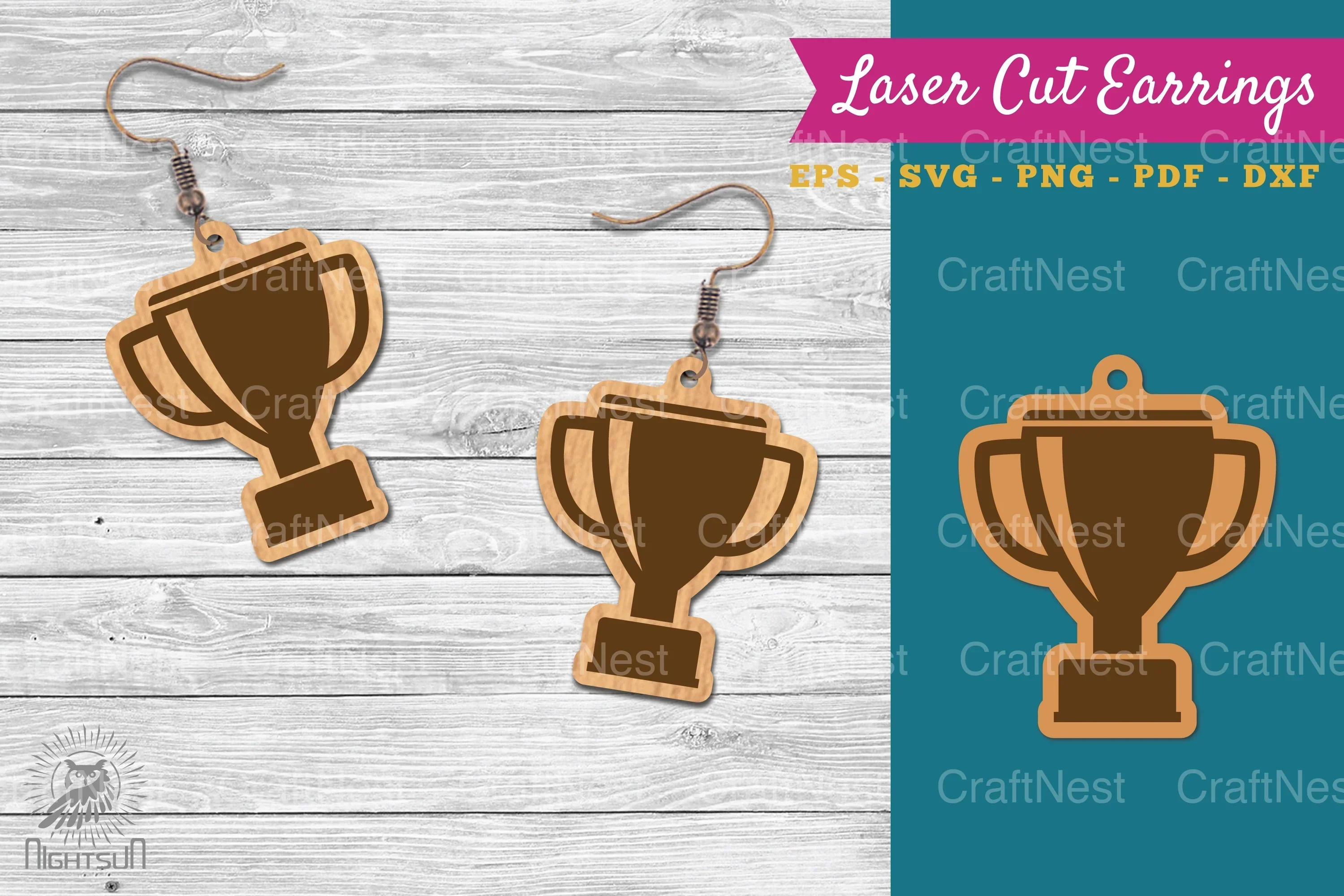 Laser Cut Trophy Earrings SVG Bundle