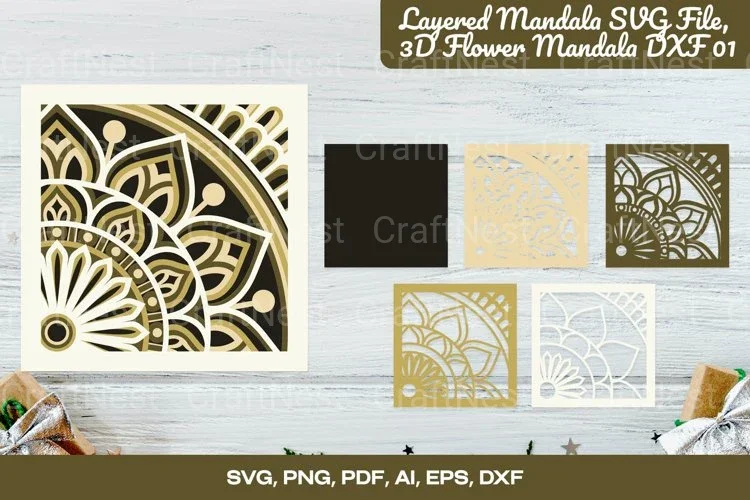Layered 3D Flower Mandala Clipart Bundle