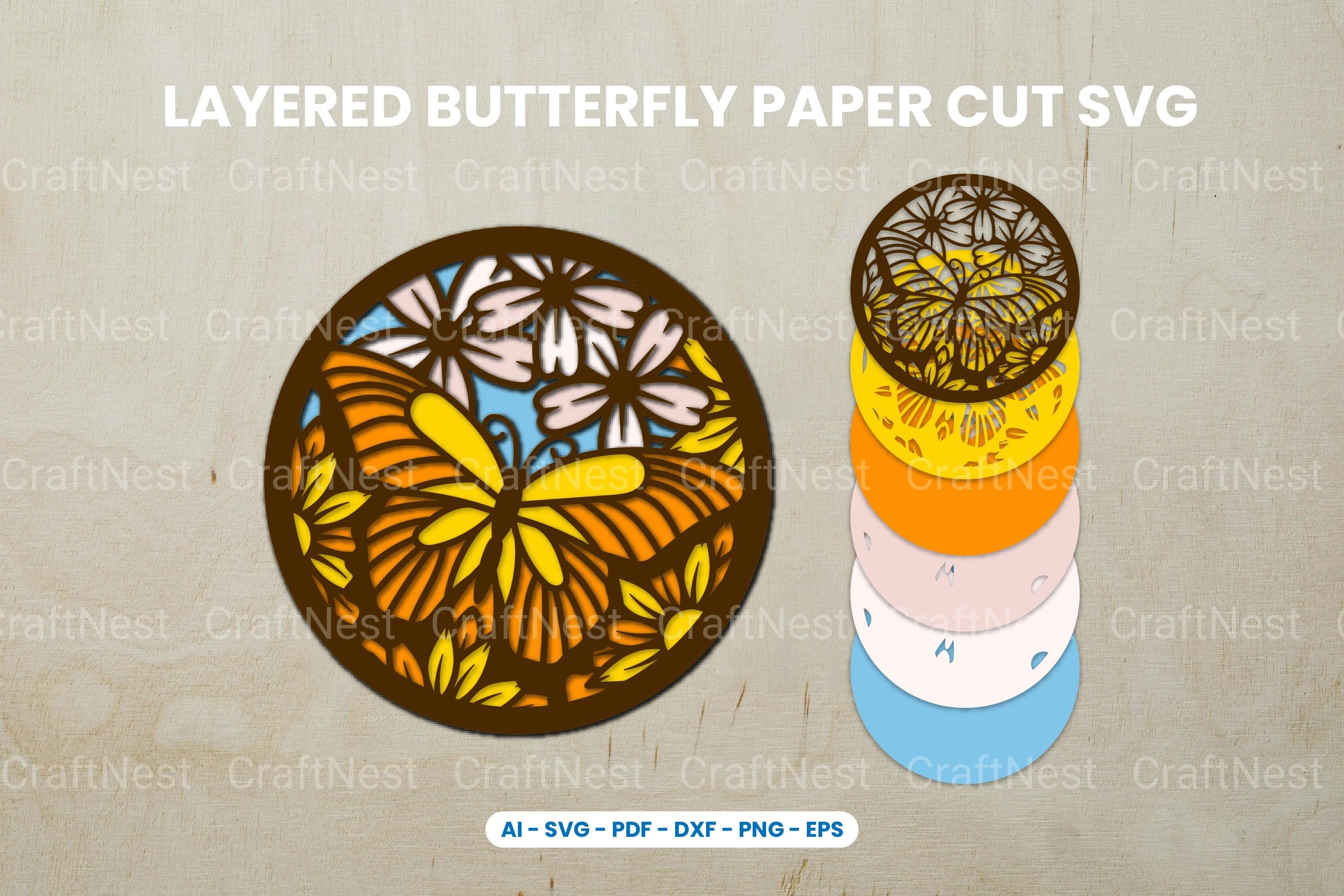 Layered Butterfly Paper Cut SVG Bundle