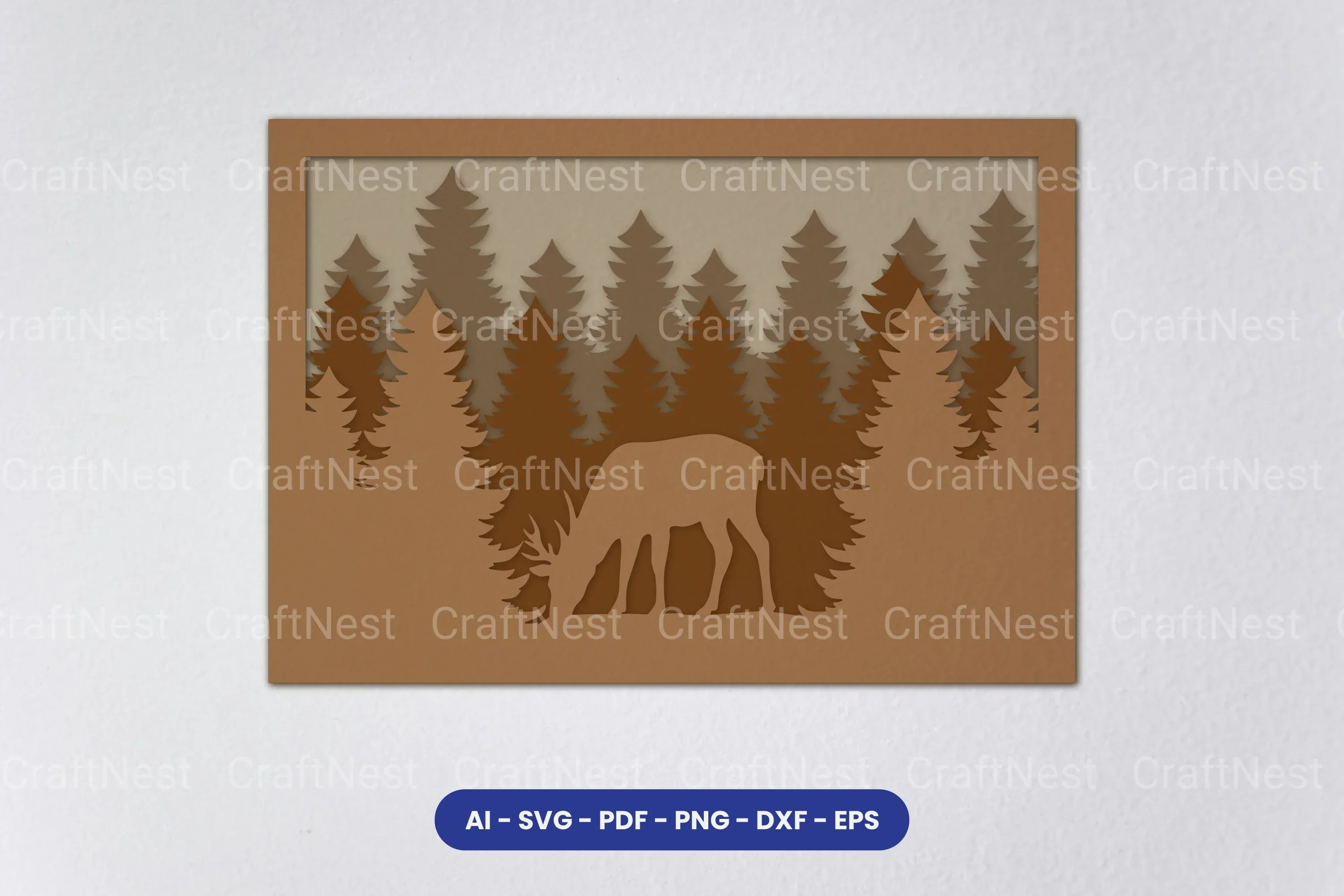 Layered Deer Forest Laser Cut SVG Bundle
