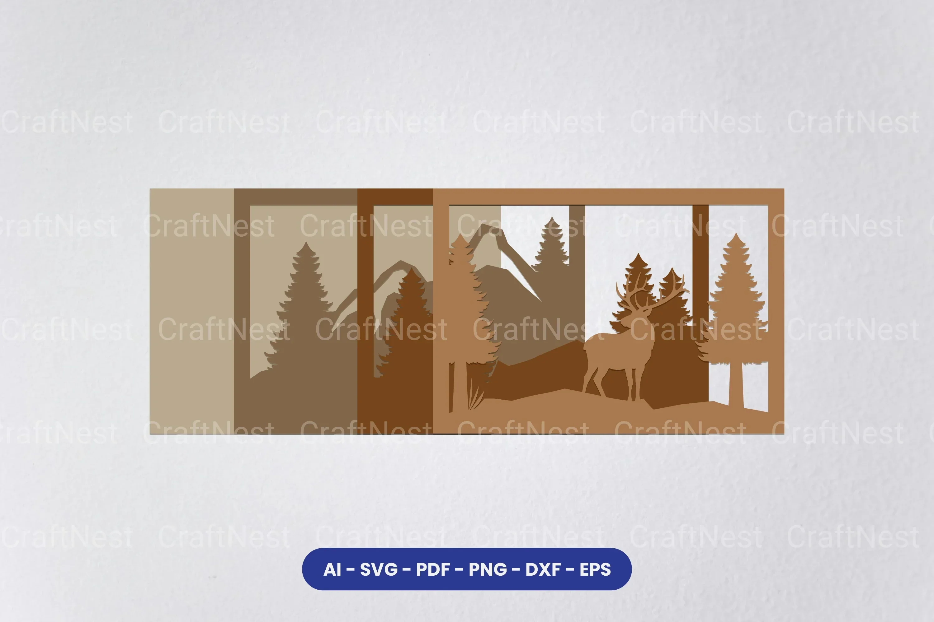 Layered Deer Forest Laser Cut SVG Bundle - Image 2