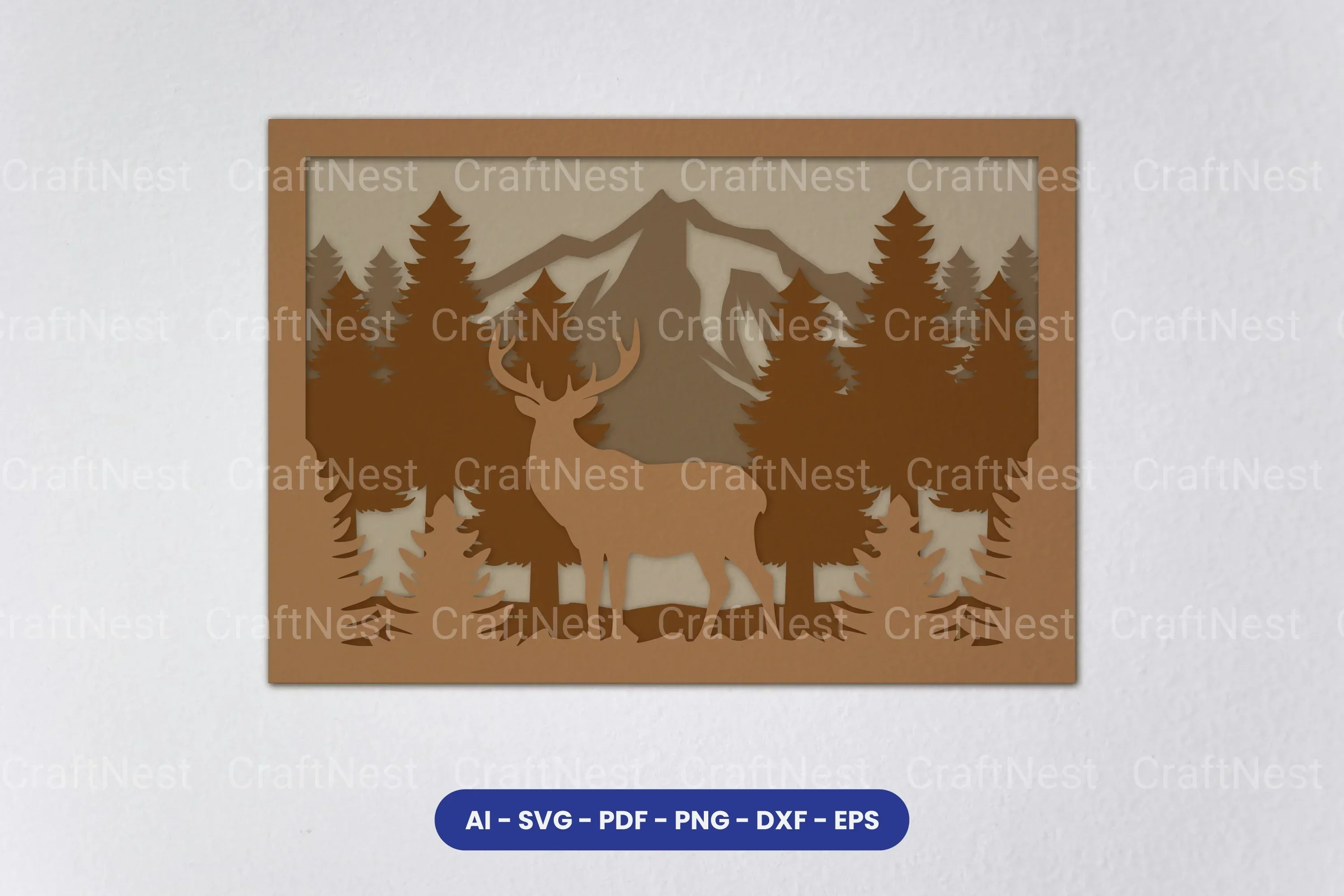 Layered Deer Forest Laser Cut SVG Bundle