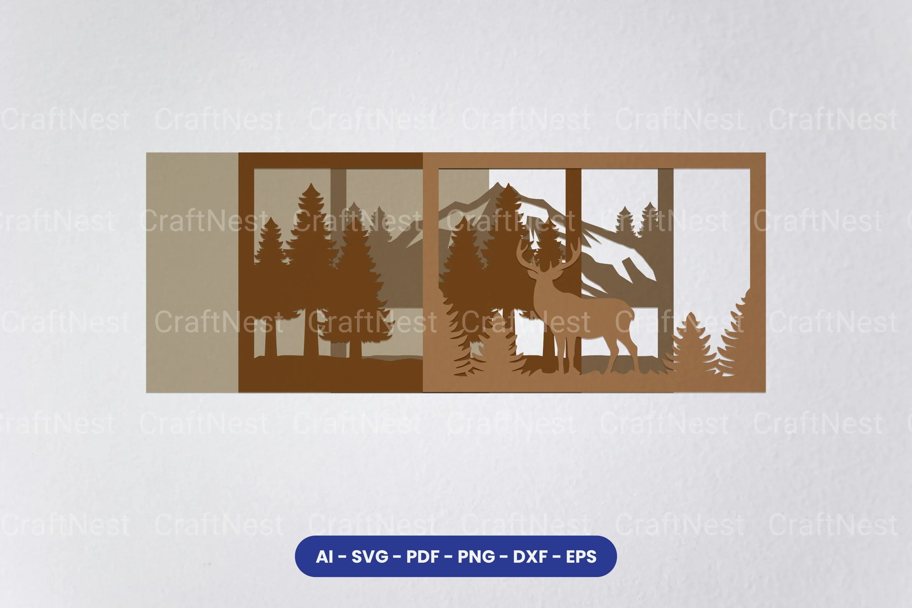 Layered Deer Forest Laser Cut SVG Bundle - Image 2