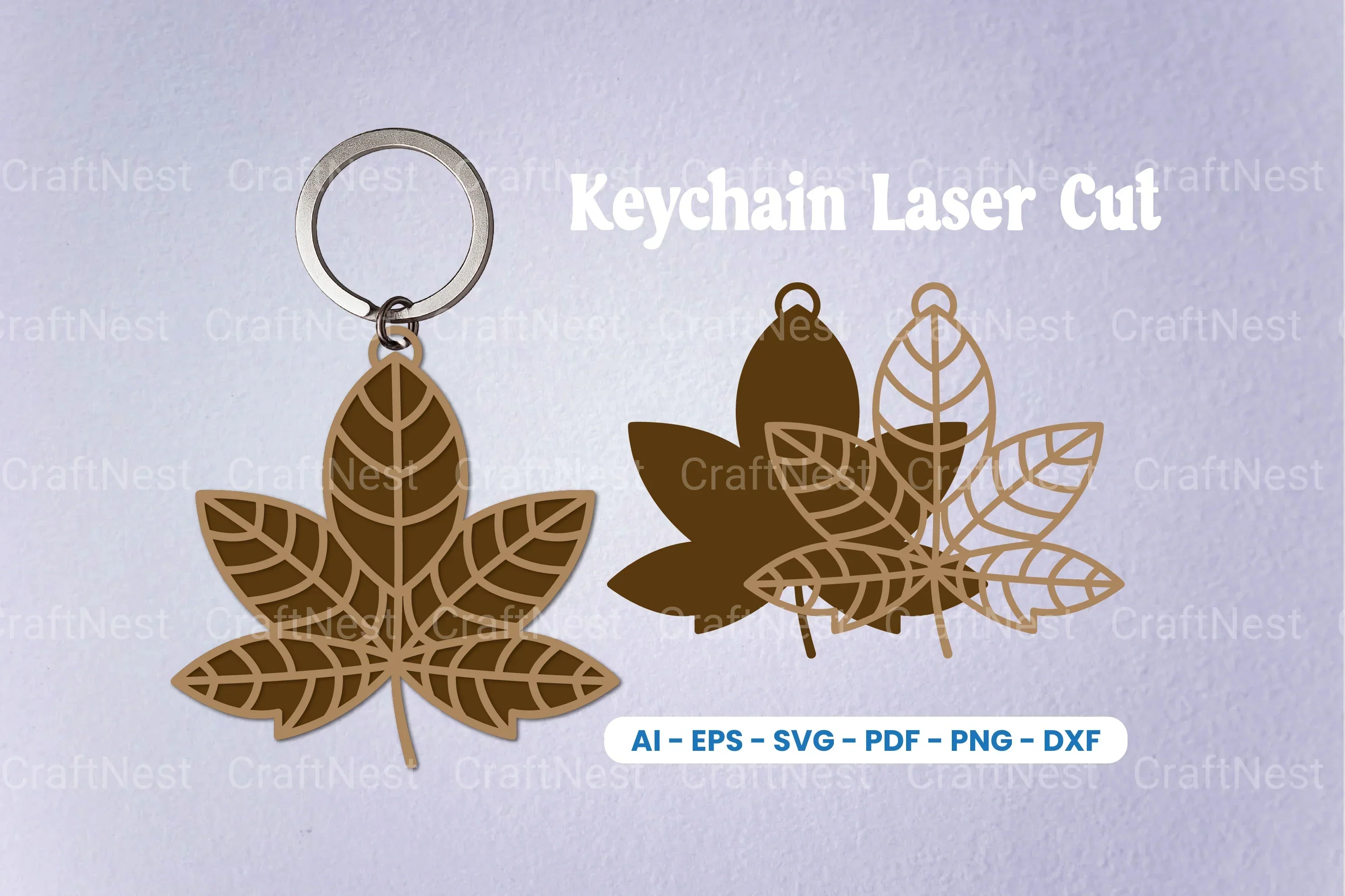 Leaf Keychain Laser Cut SVG Bundle - Clipart Bundle