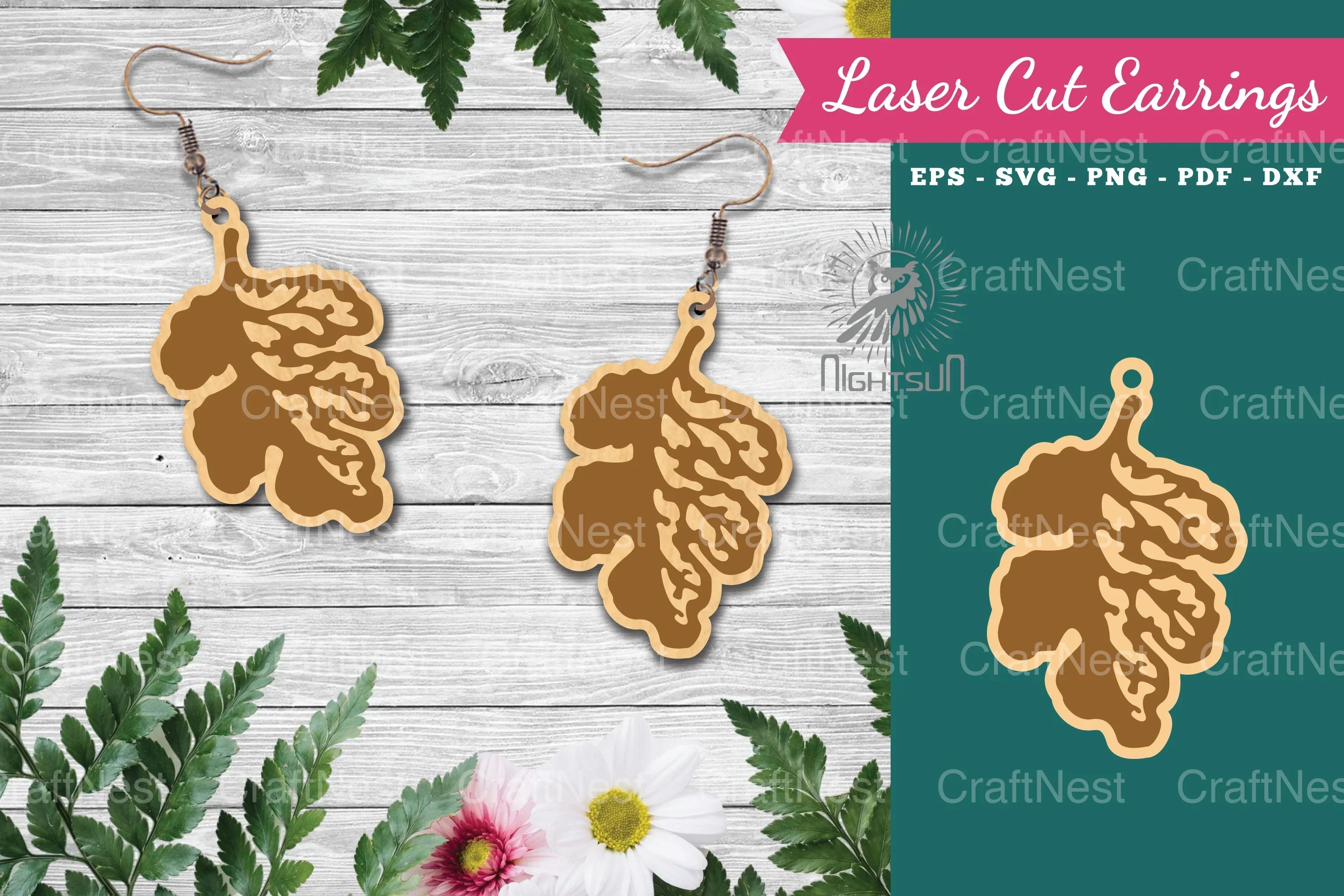 Leaves Laser Cut Earrings SVG Bundle