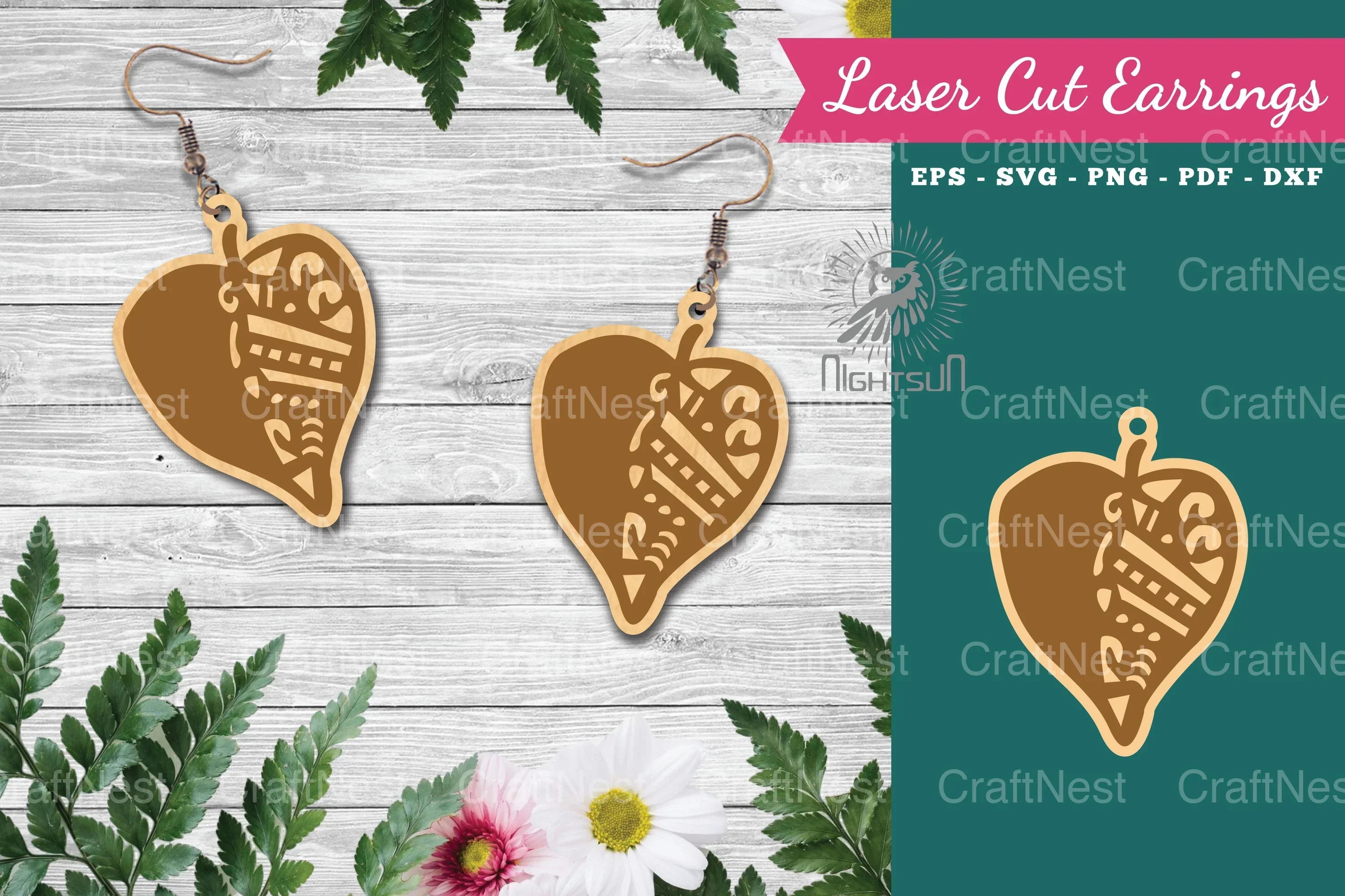Leaves Laser Cut Earrings SVG Bundle
