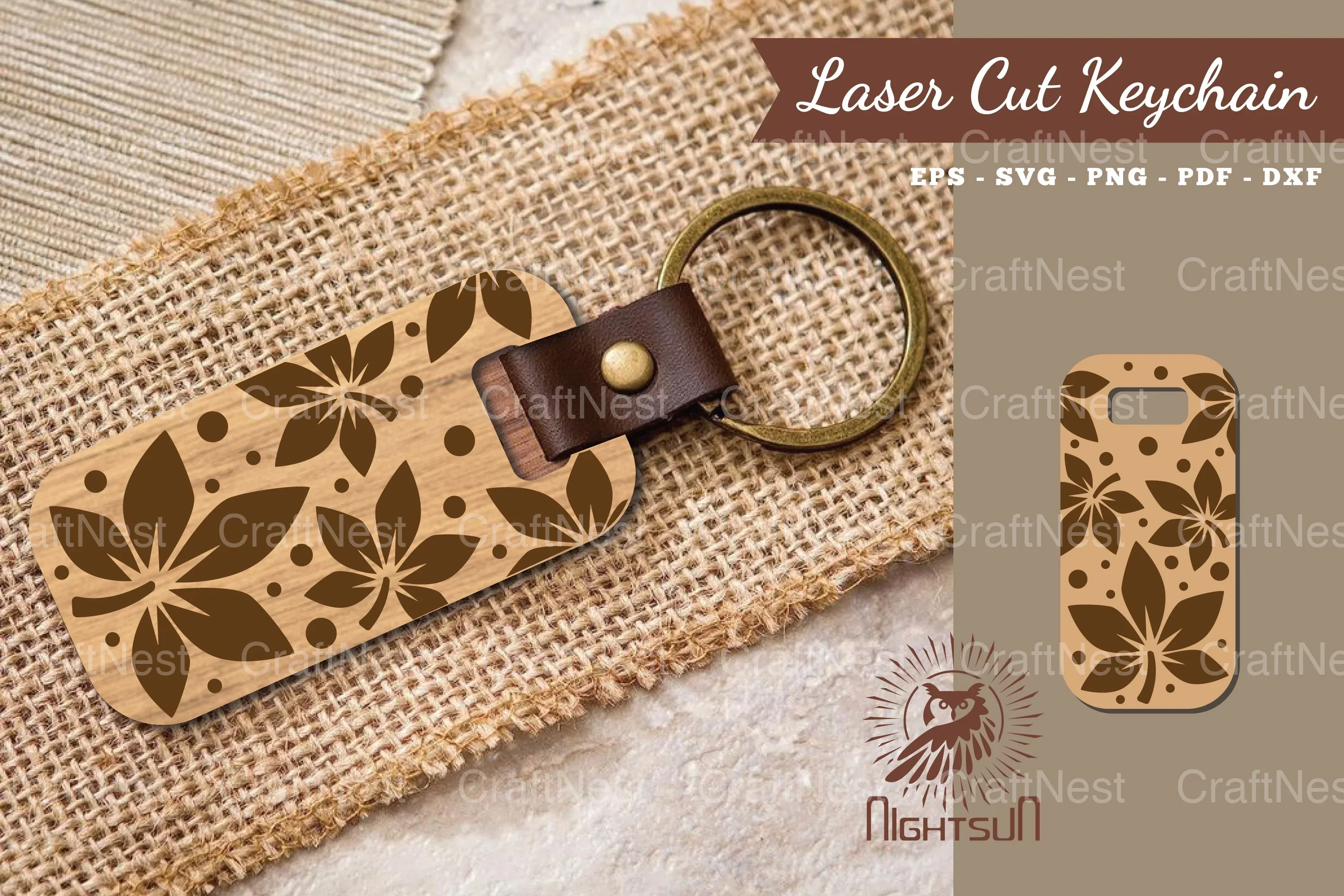 Leaves Laser Cut Keychain Design Bundle