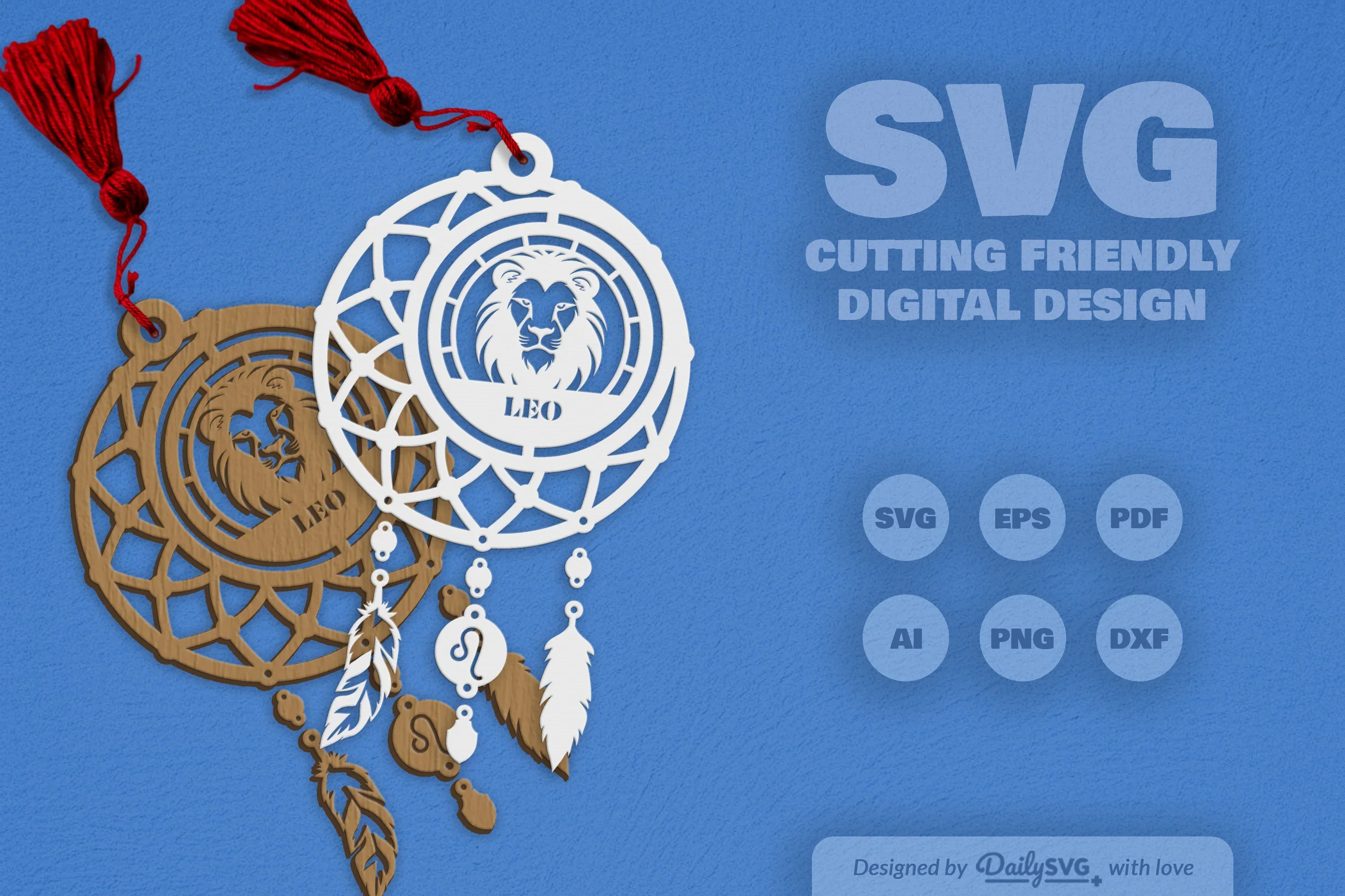 Leo Dream Catcher Laser Cut Set Clipart SVG Bundle - Image 5