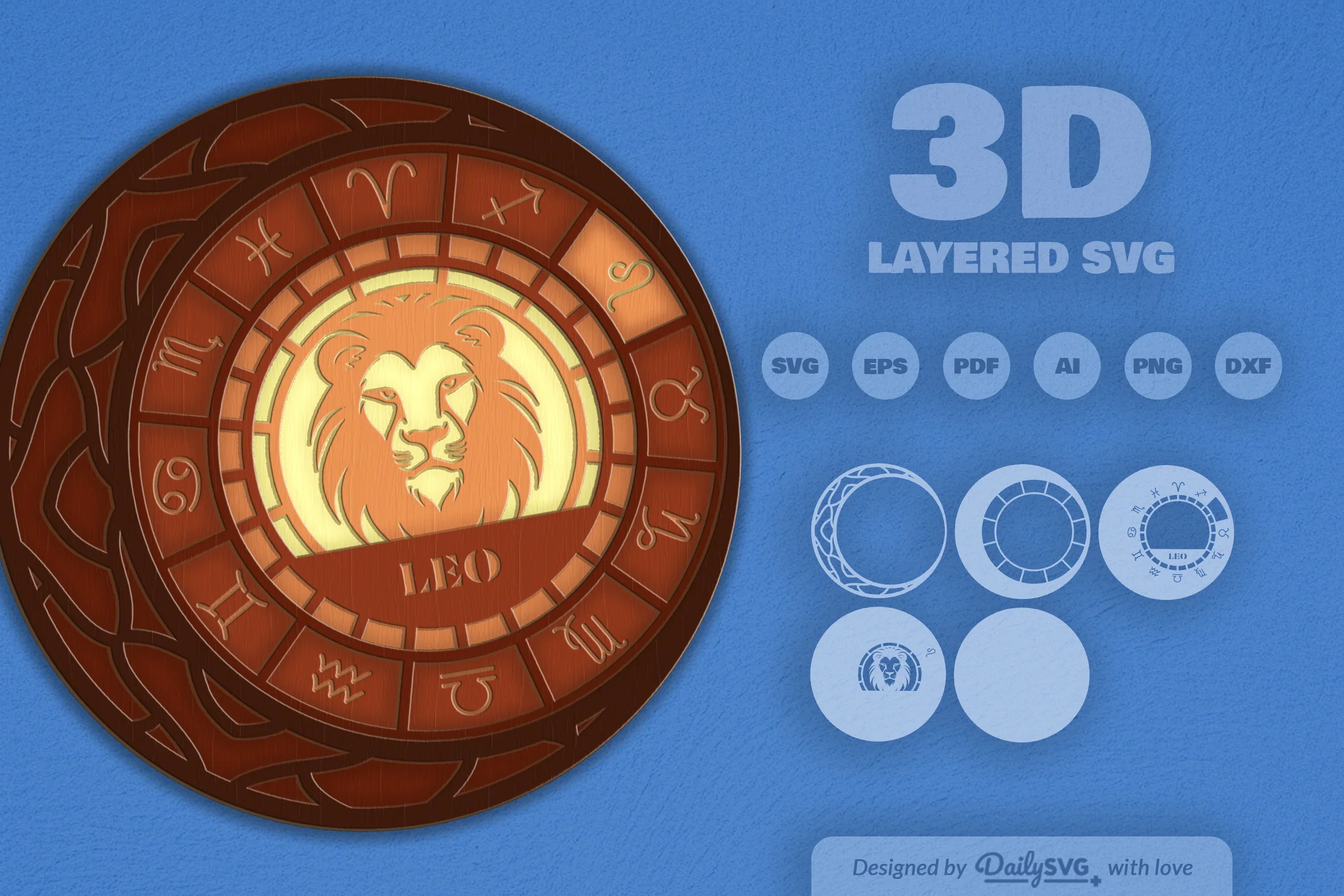 Leo Zodiac Laser Cut SVG Bundle - Image 2