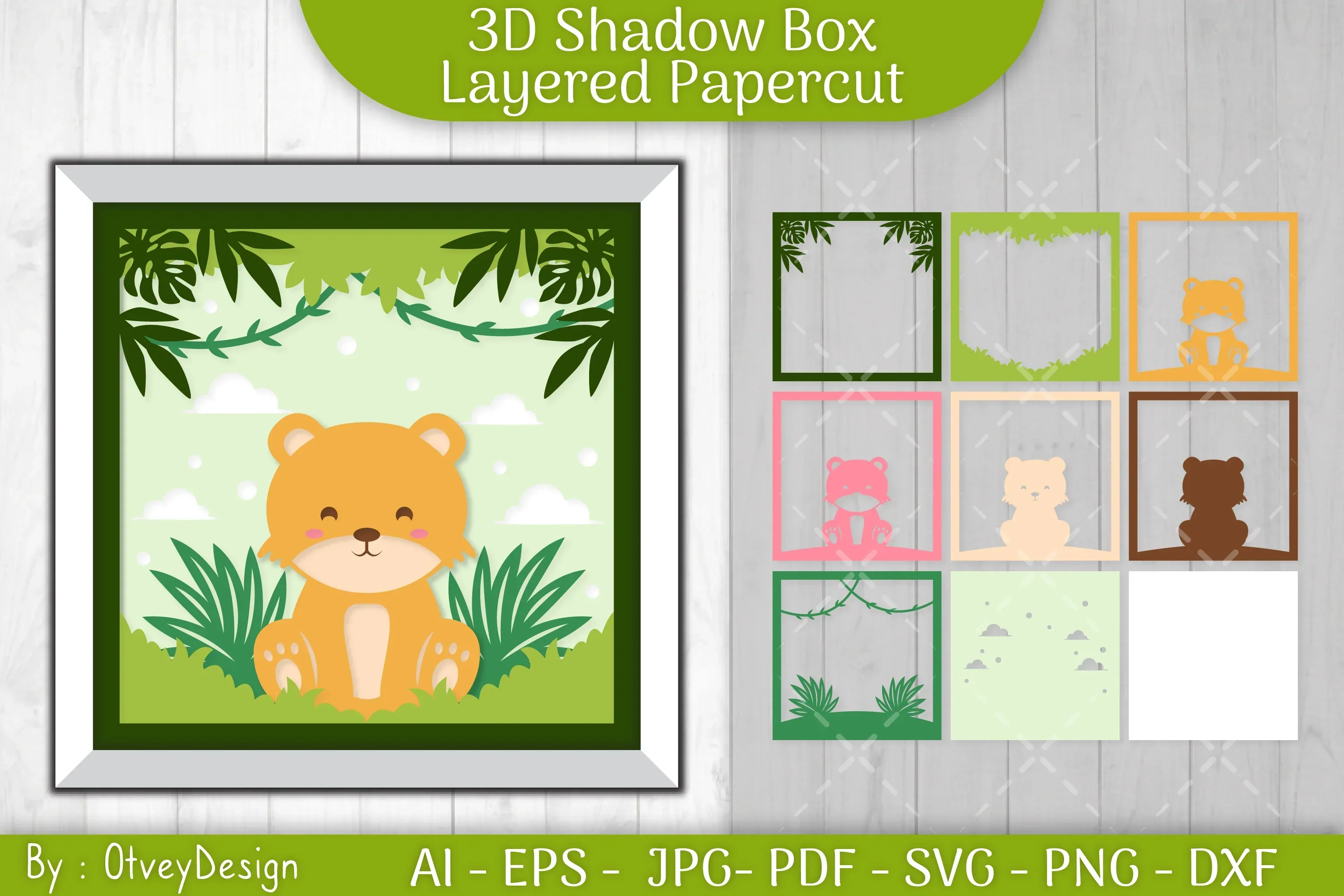 Leopard Animals Shadow Box Layered Papercut SVG Bundle - Image 2