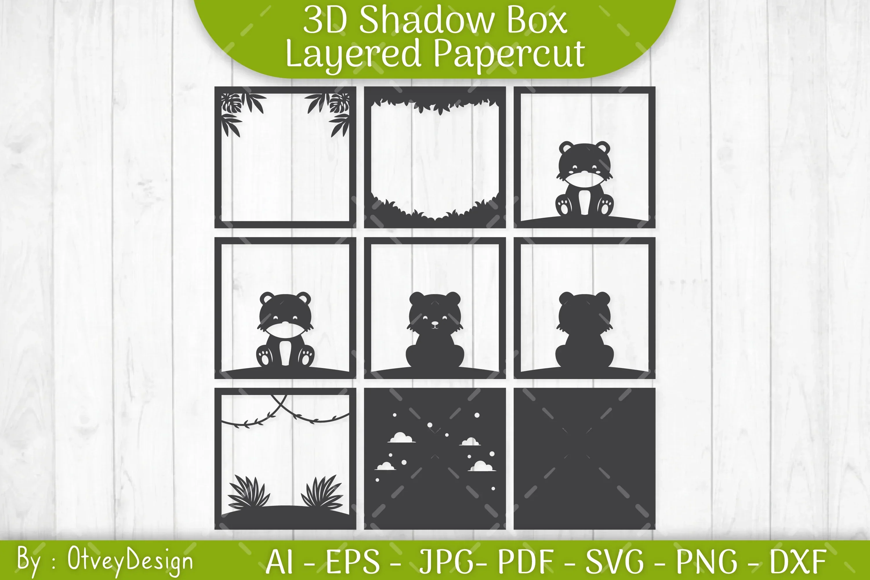 Leopard Animals Shadow Box Layered Papercut SVG Bundle - Image 3