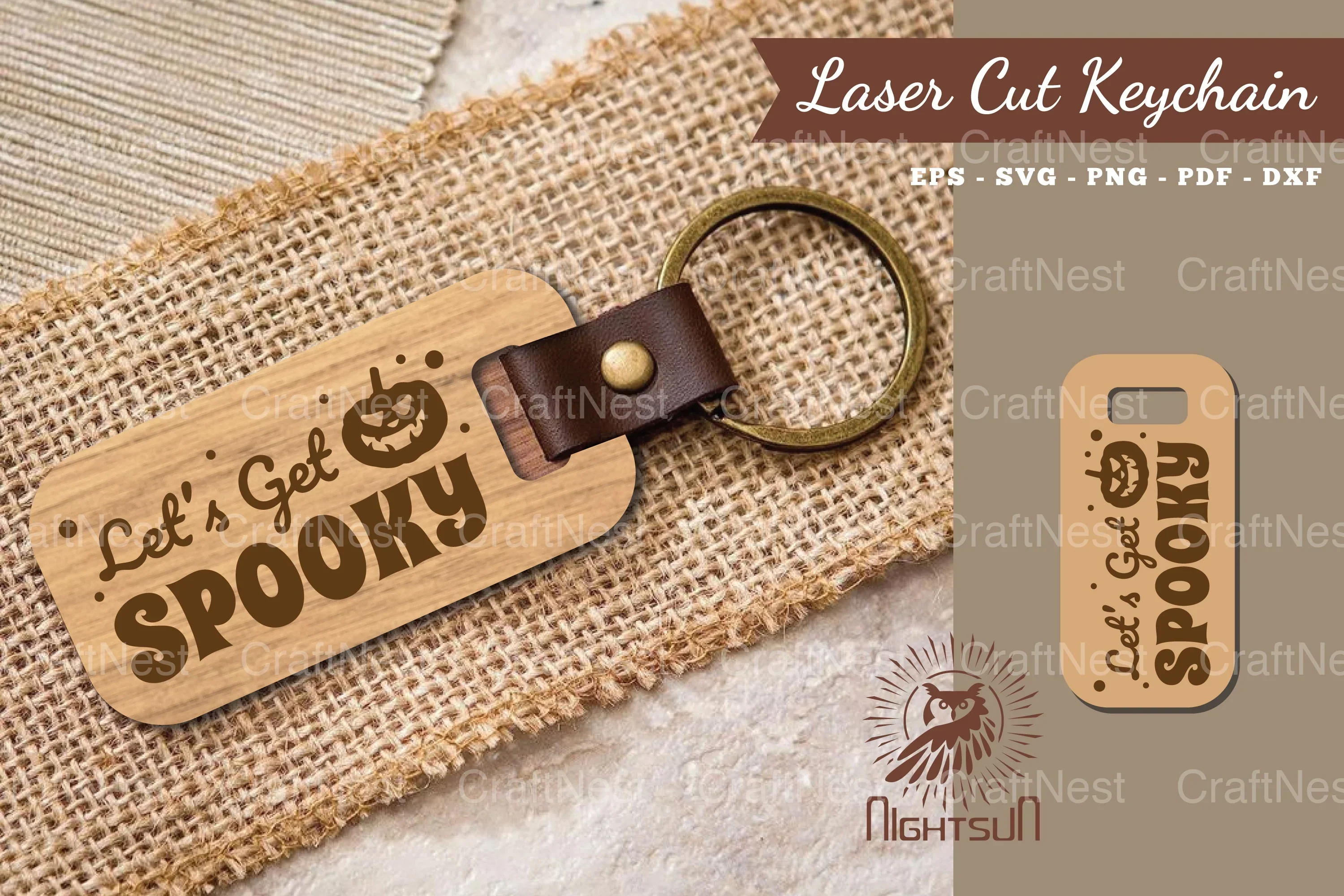 Let's Get Spooky Laser Cut Keychain Design