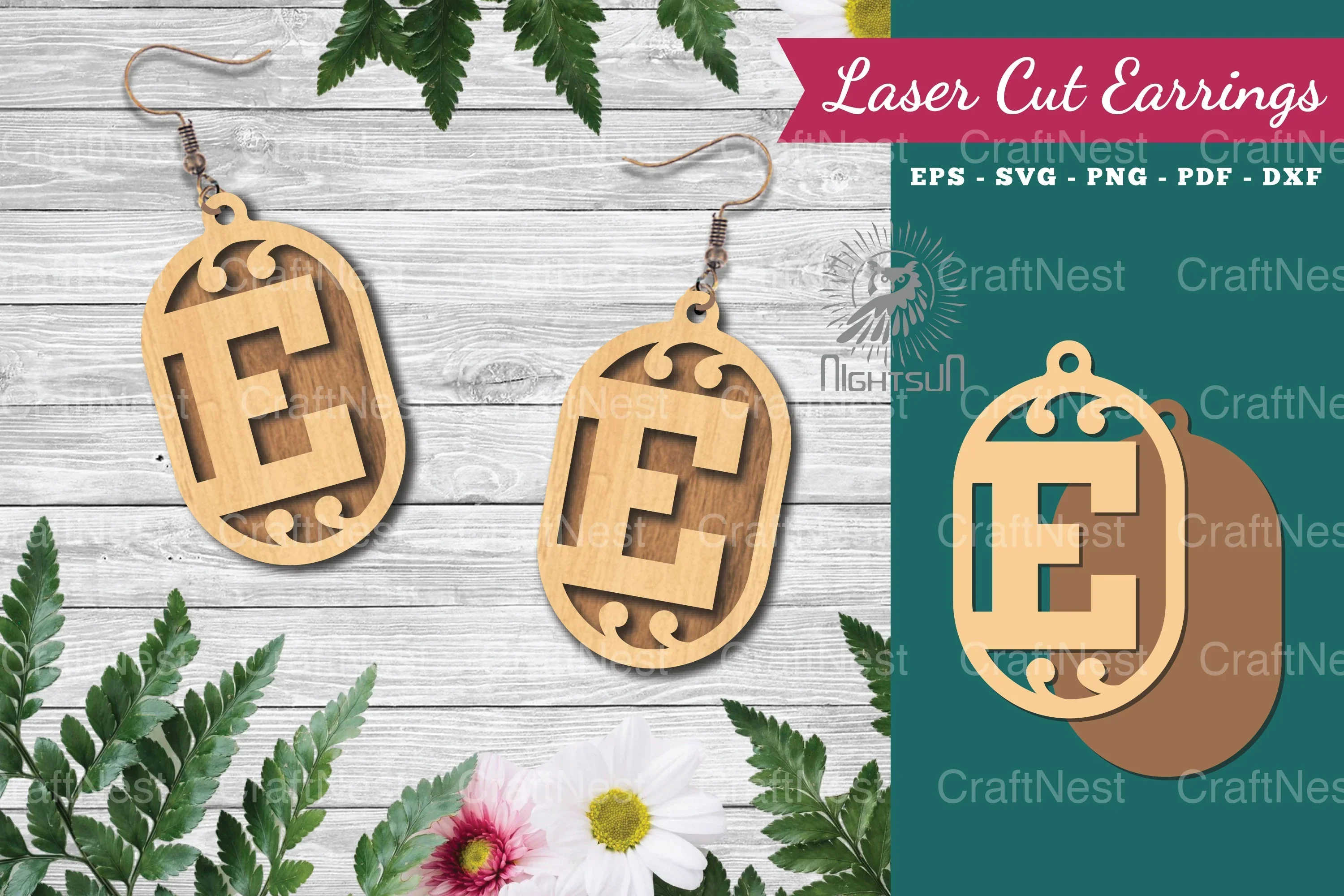 Letter E Laser Cut Earrings Design Bundle