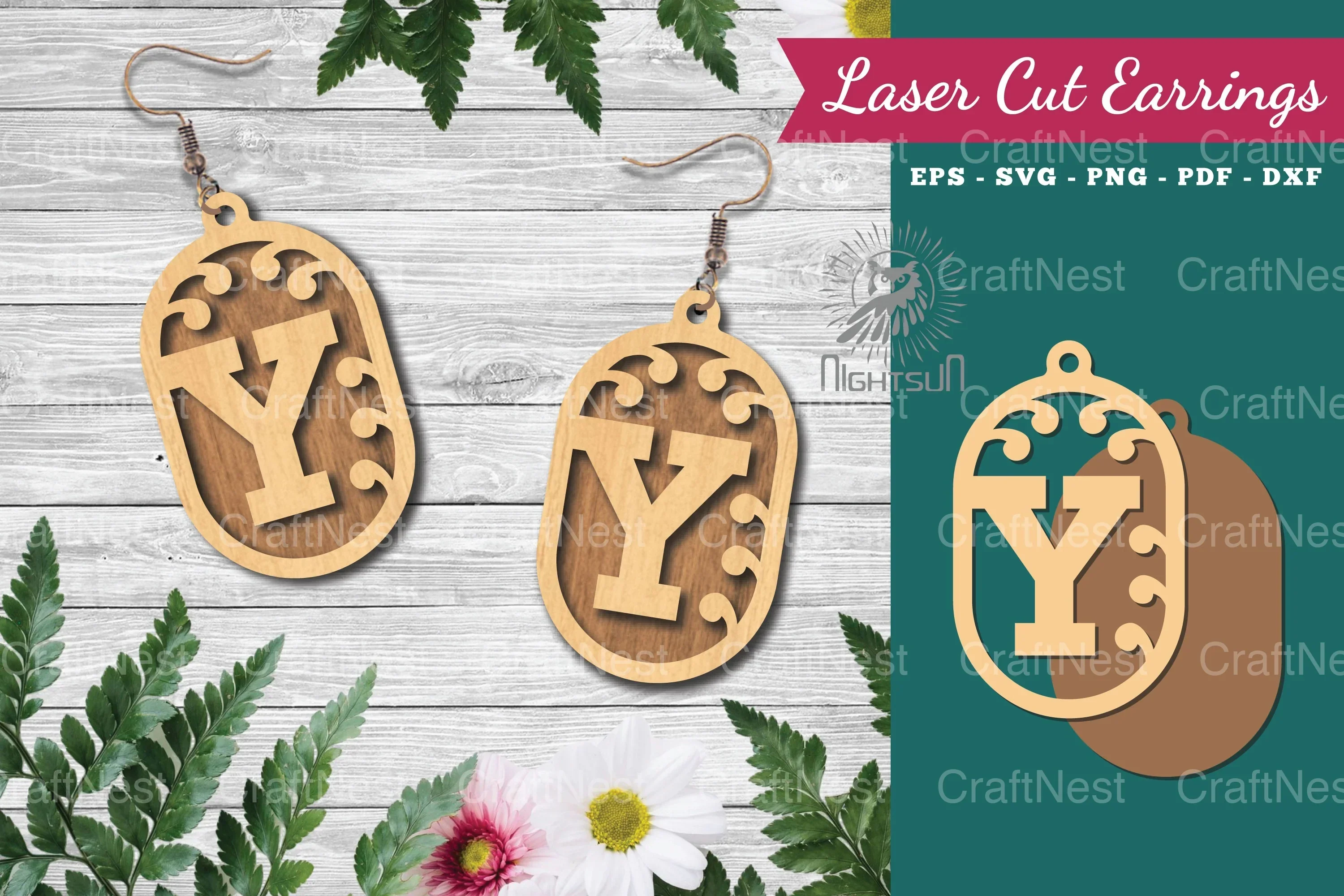 Letter Y Laser Cut Earrings Design Bundle