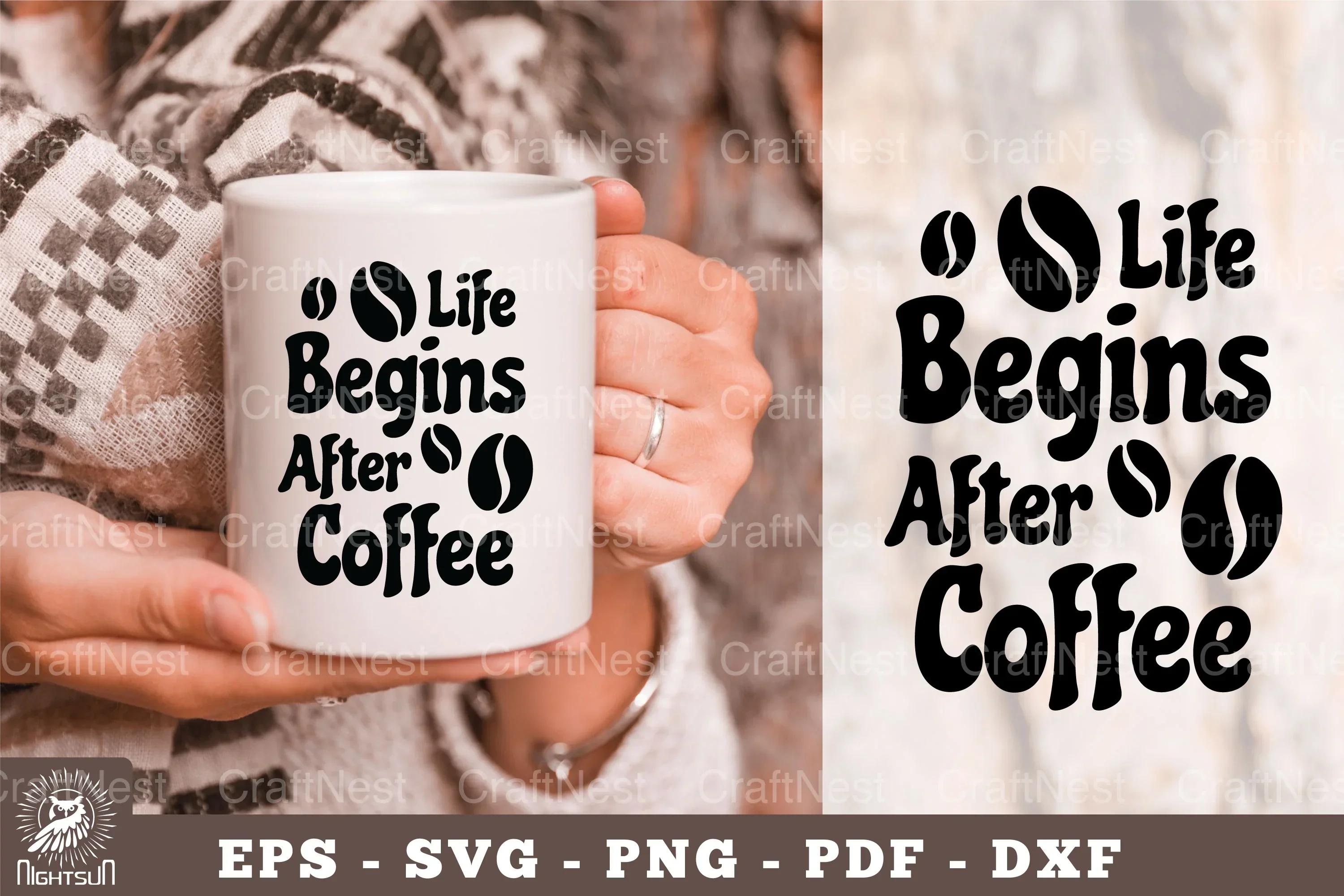 Life Begins After Coffee Mug Design Clipart Bundle