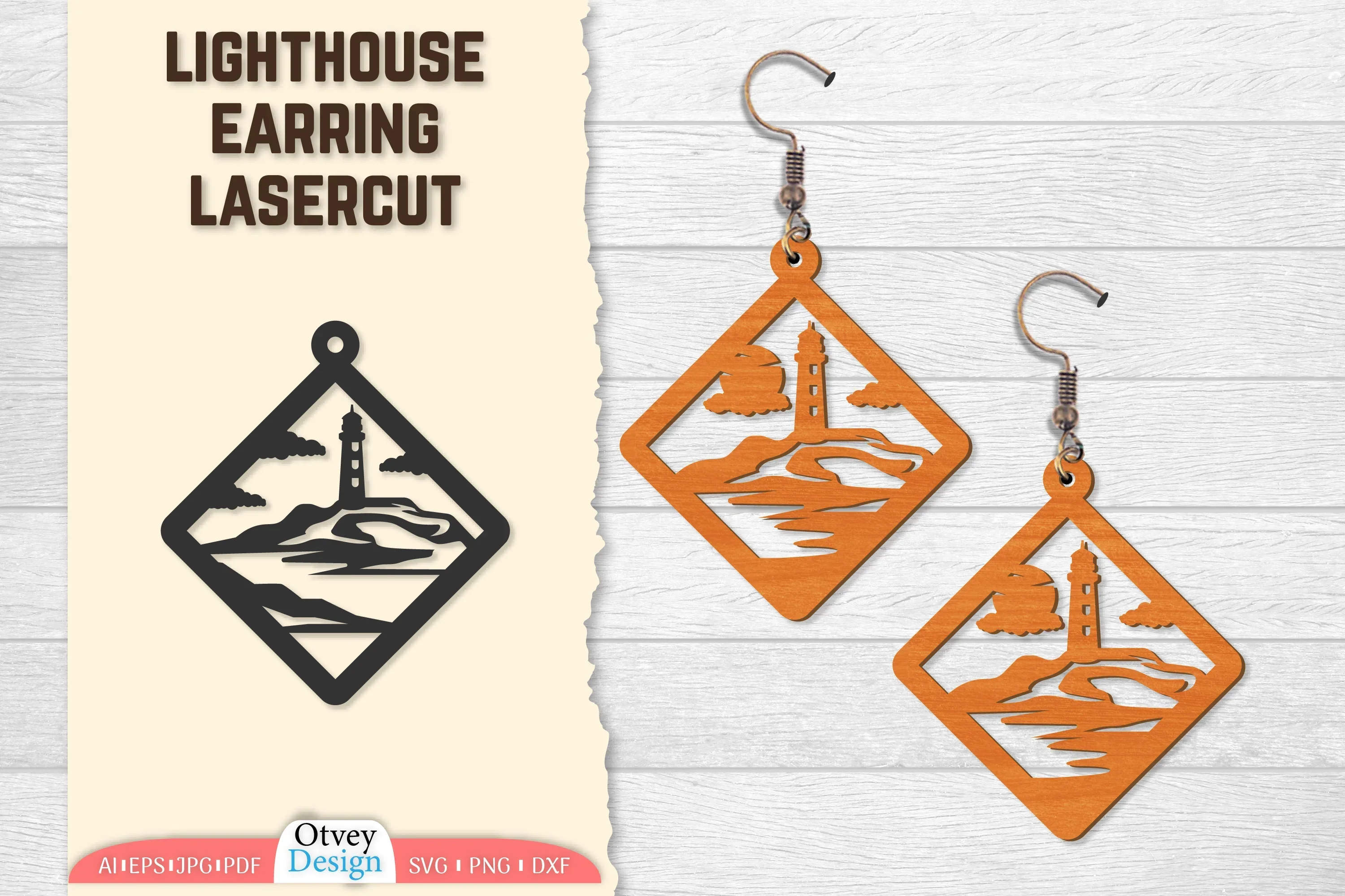 Lighthouse Earring Lasercut SVG Bundle