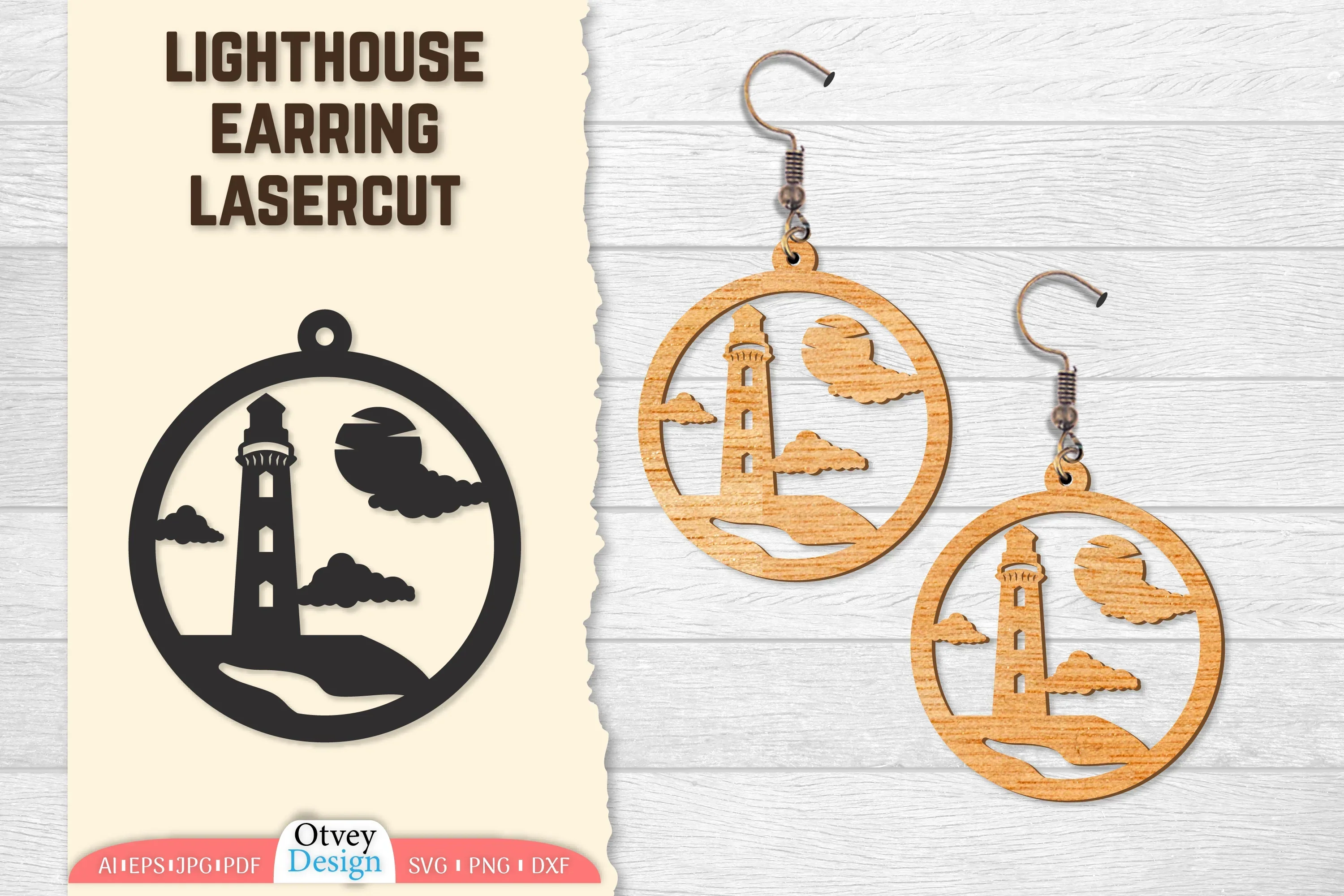 Lighthouse Earring Lasercut SVG Bundle