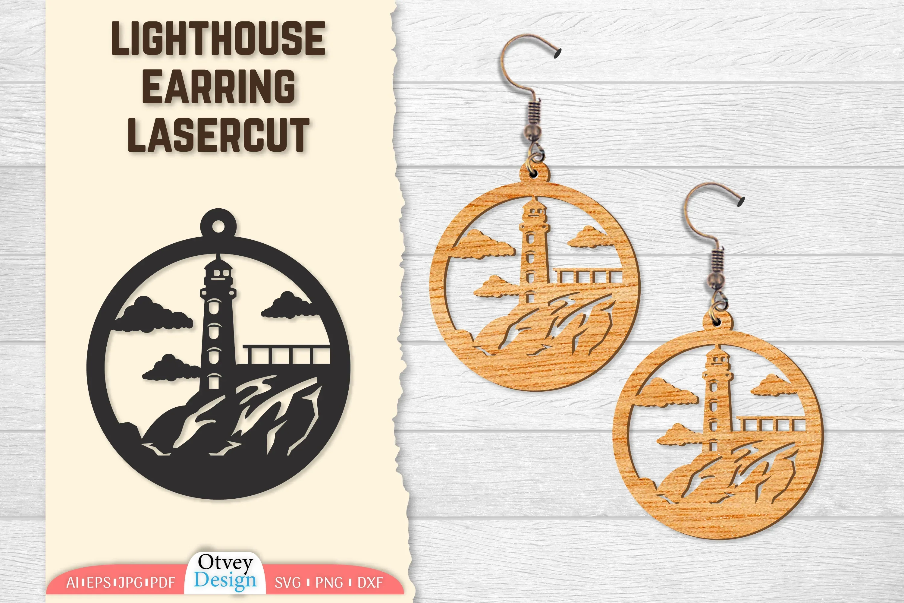 Lighthouse Earring Lasercut SVG Bundle
