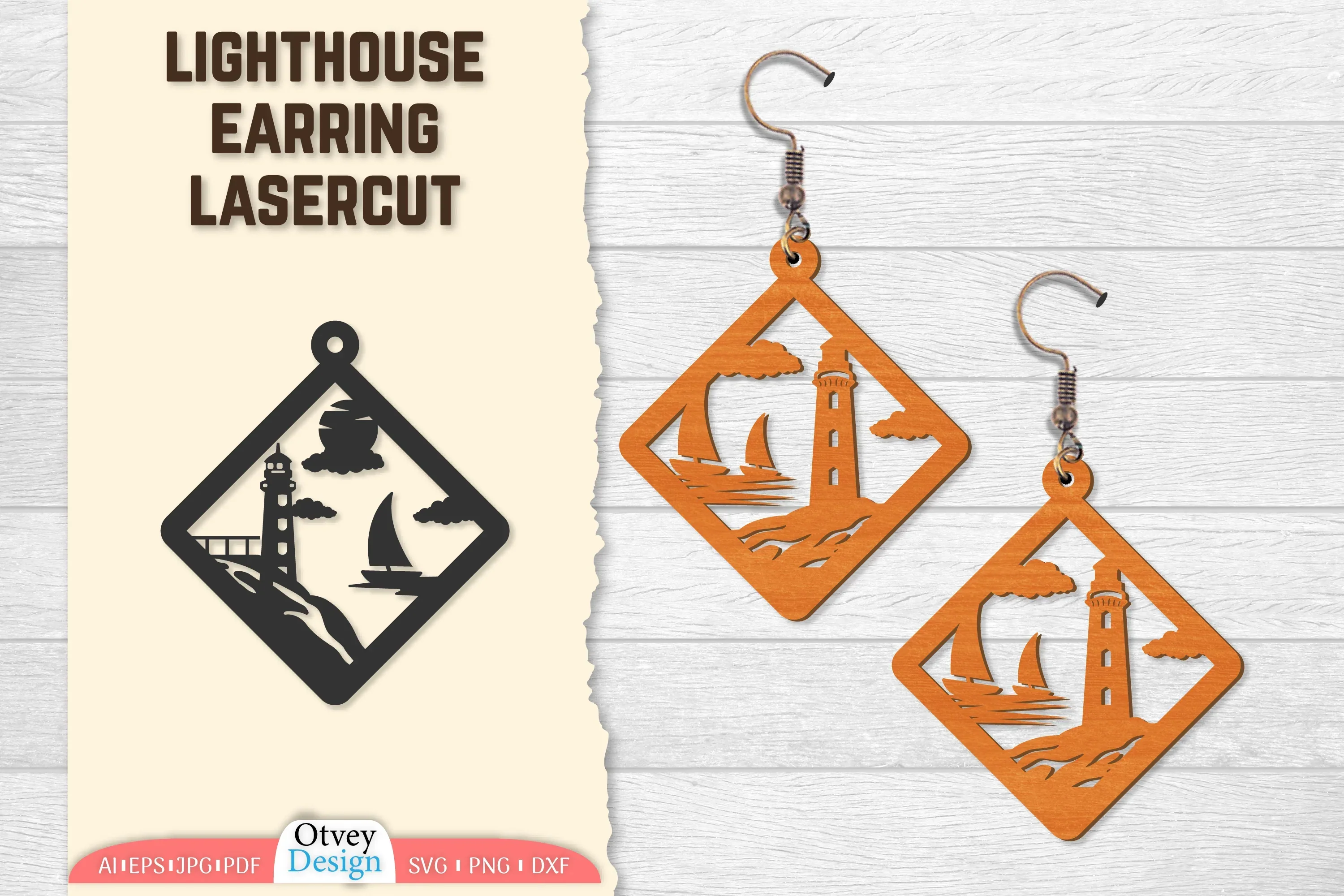 Lighthouse Earring Lasercut SVG Bundle