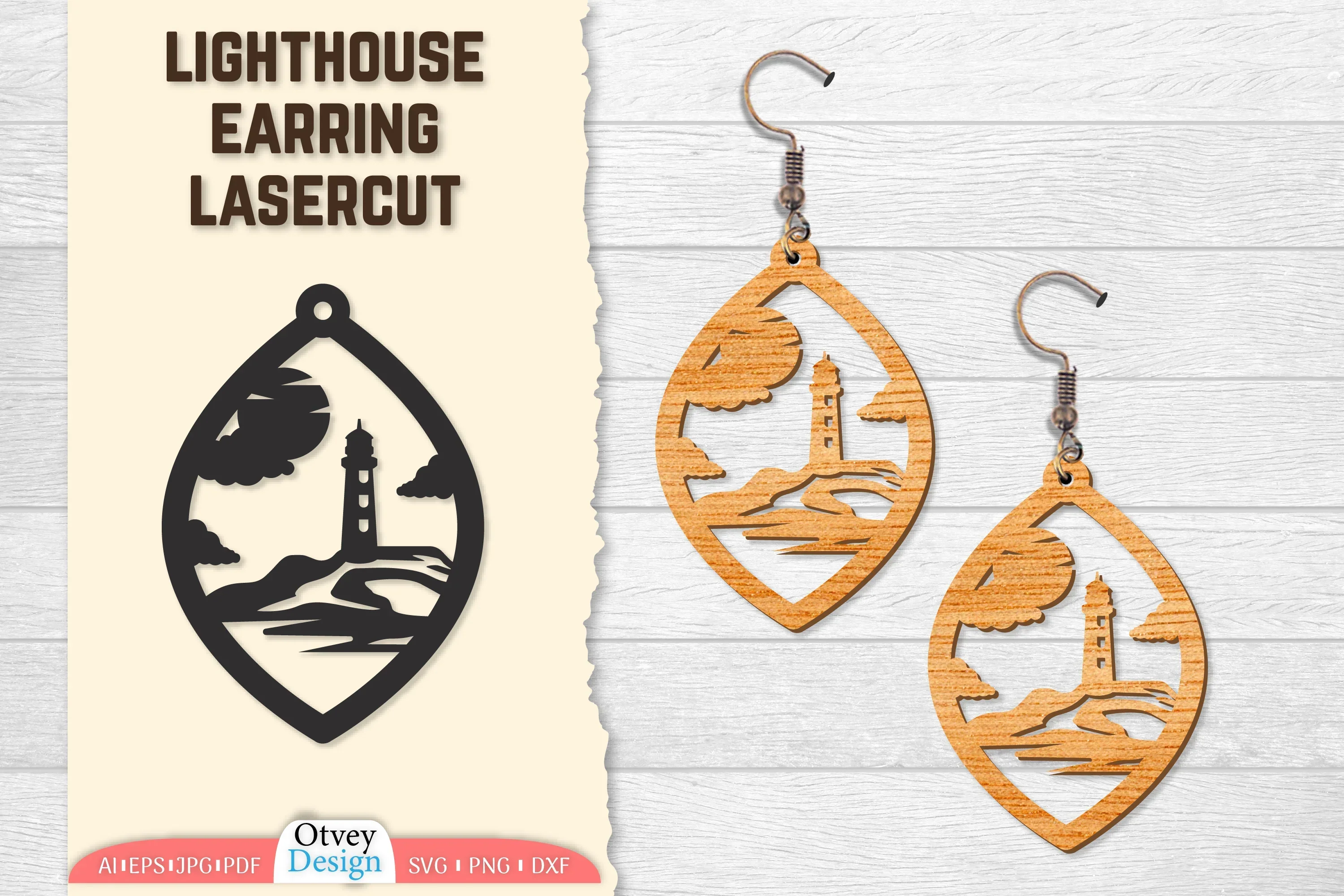 Lighthouse Earring Lasercut SVG Bundle