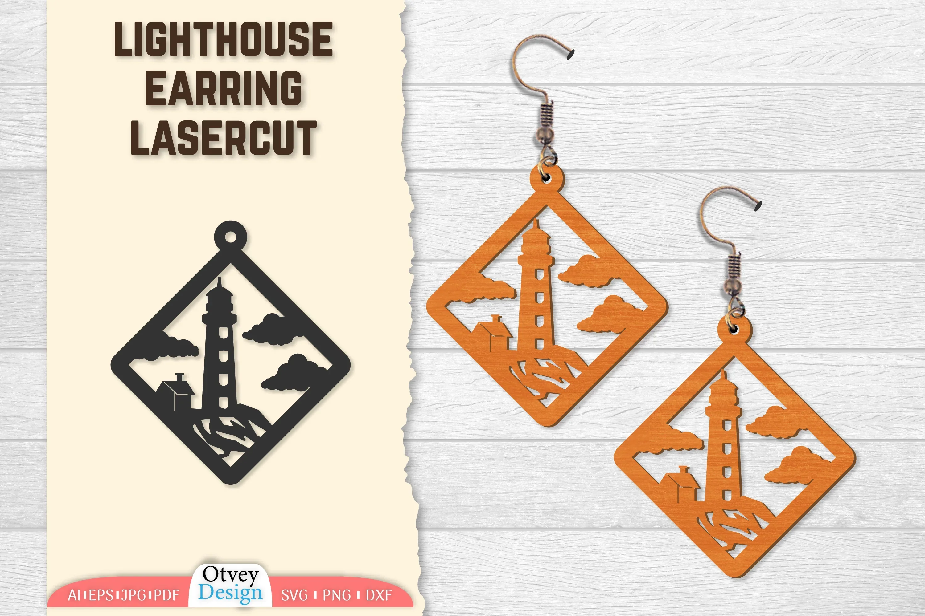 Lighthouse Earring Lasercut SVG Bundle