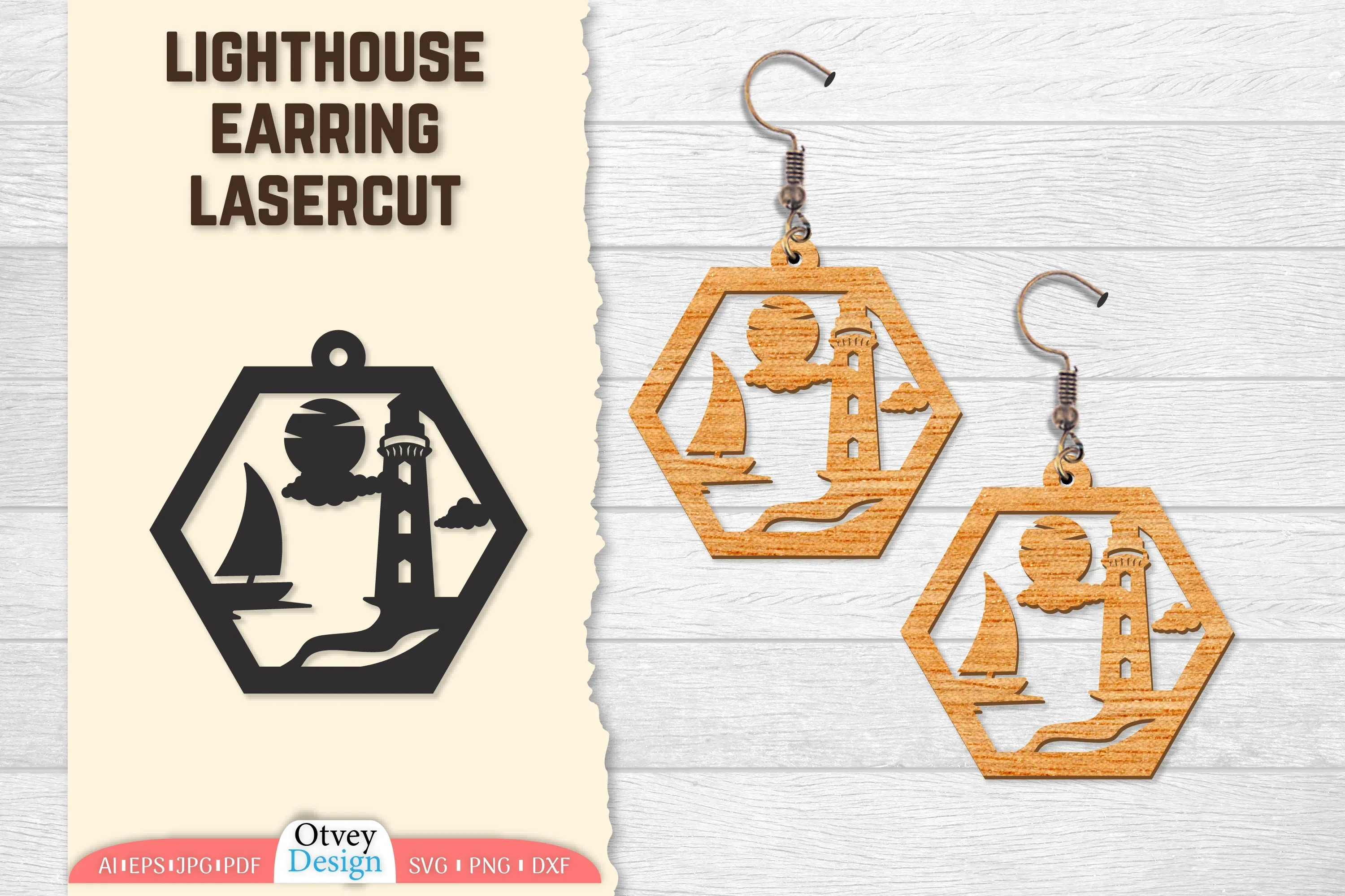 Lighthouse Earring Lasercut SVG Bundle