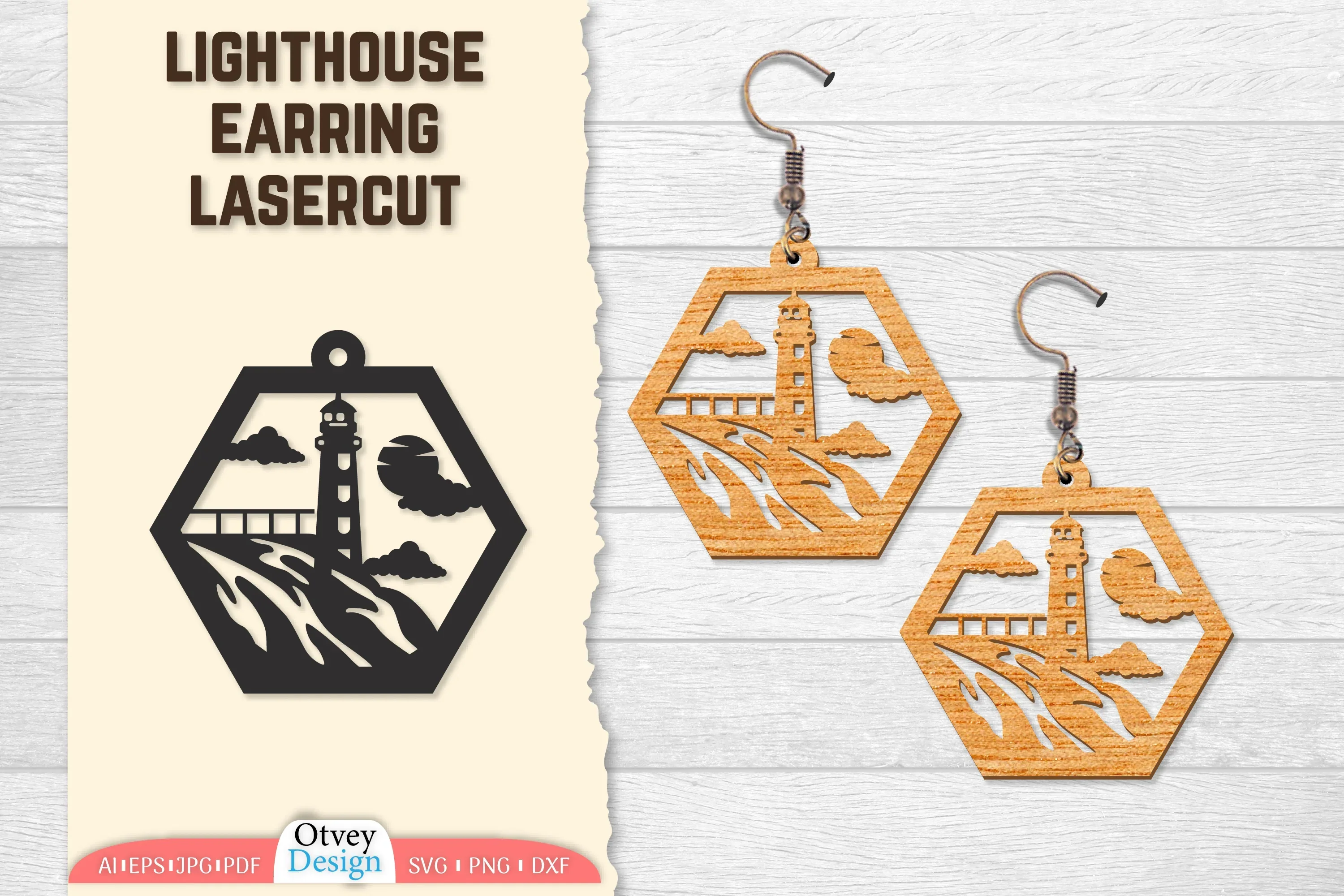 Lighthouse Earring Lasercut SVG Bundle