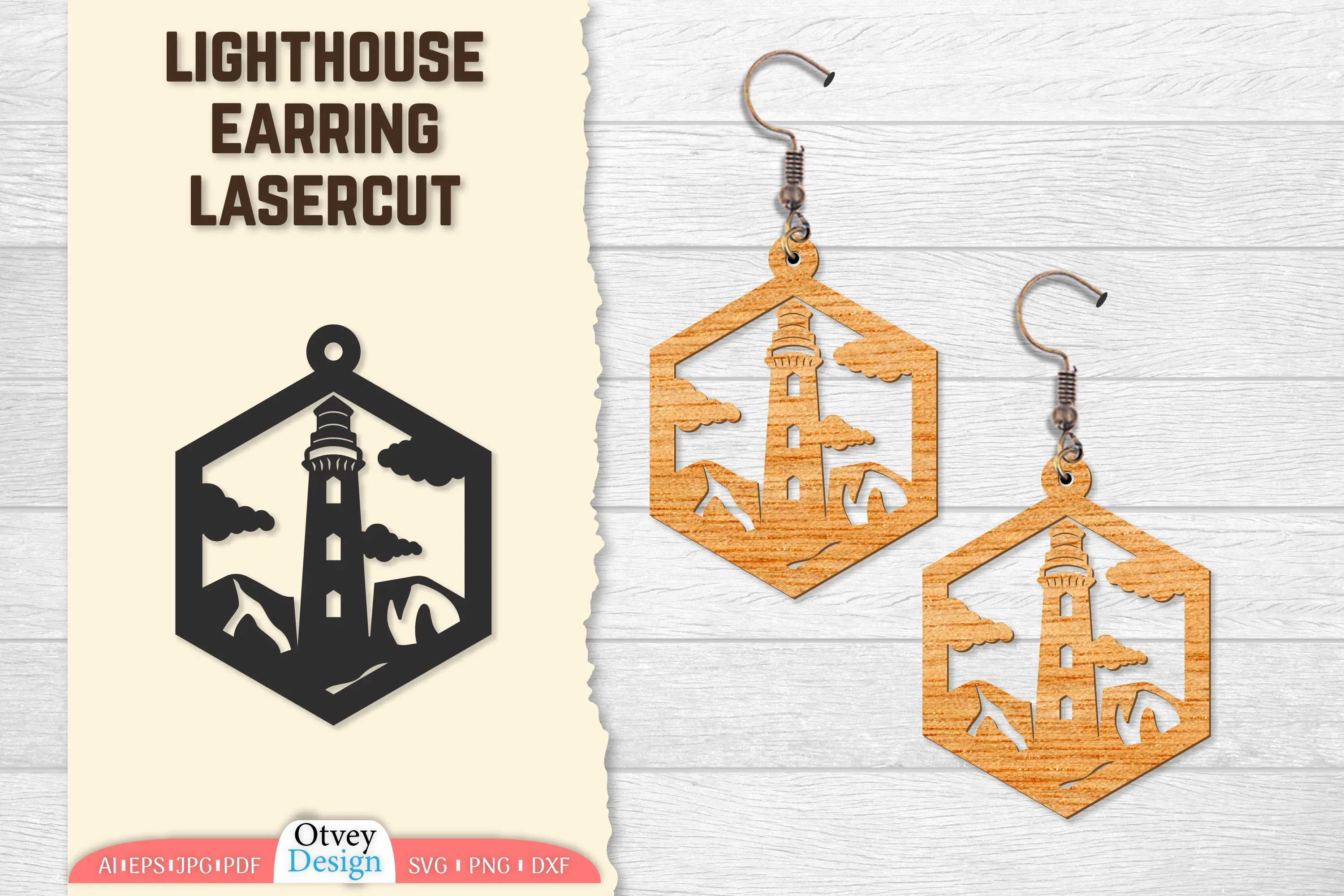Lighthouse Earring Lasercut SVG Bundle