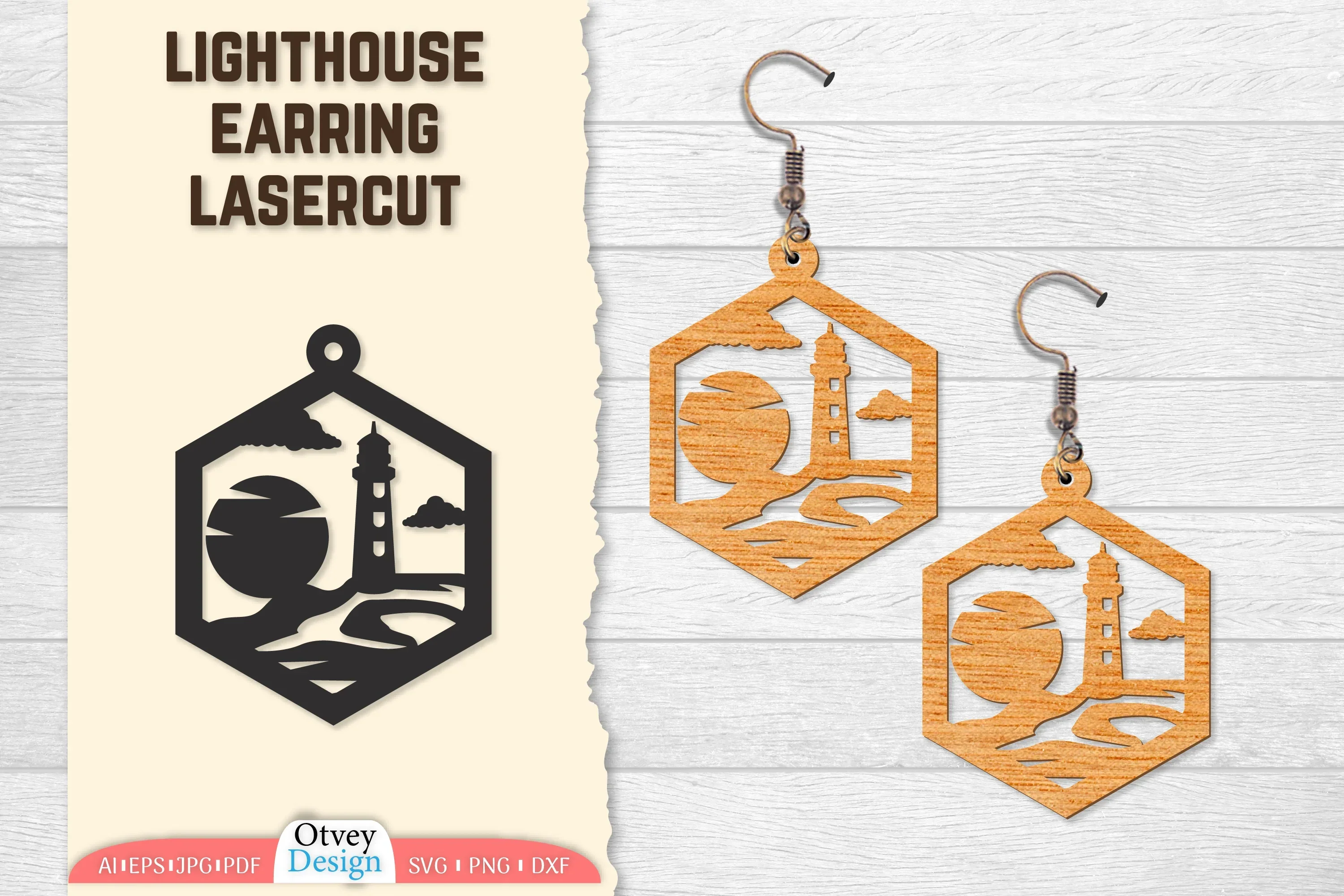 Lighthouse Earring Lasercut SVG Bundle